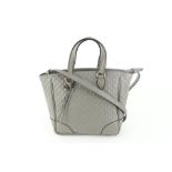 GUCCI GRAPHITE MICROGUCCISSIMA LEATHER SMALL BREE TOTE 2WAY