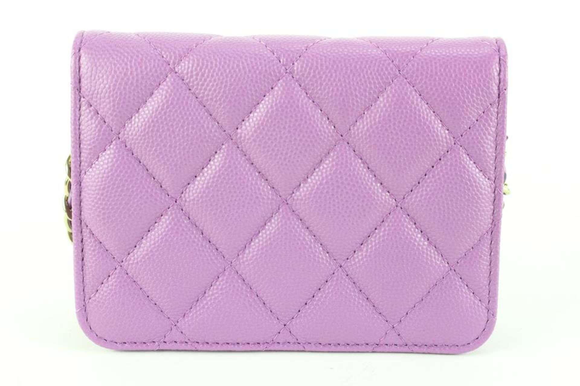 CHANEL 22S PURPLE QUILTED CAVIAR MICRO MINI FLAP CROSSBODY BAG GHW - Image 7 of 11