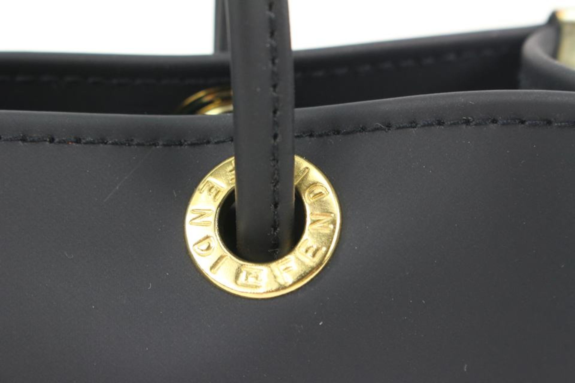 FENDI ULTRA RARE BLACK MINI RUBBER FF LOGO SHOPPER TOTE - Image 5 of 11