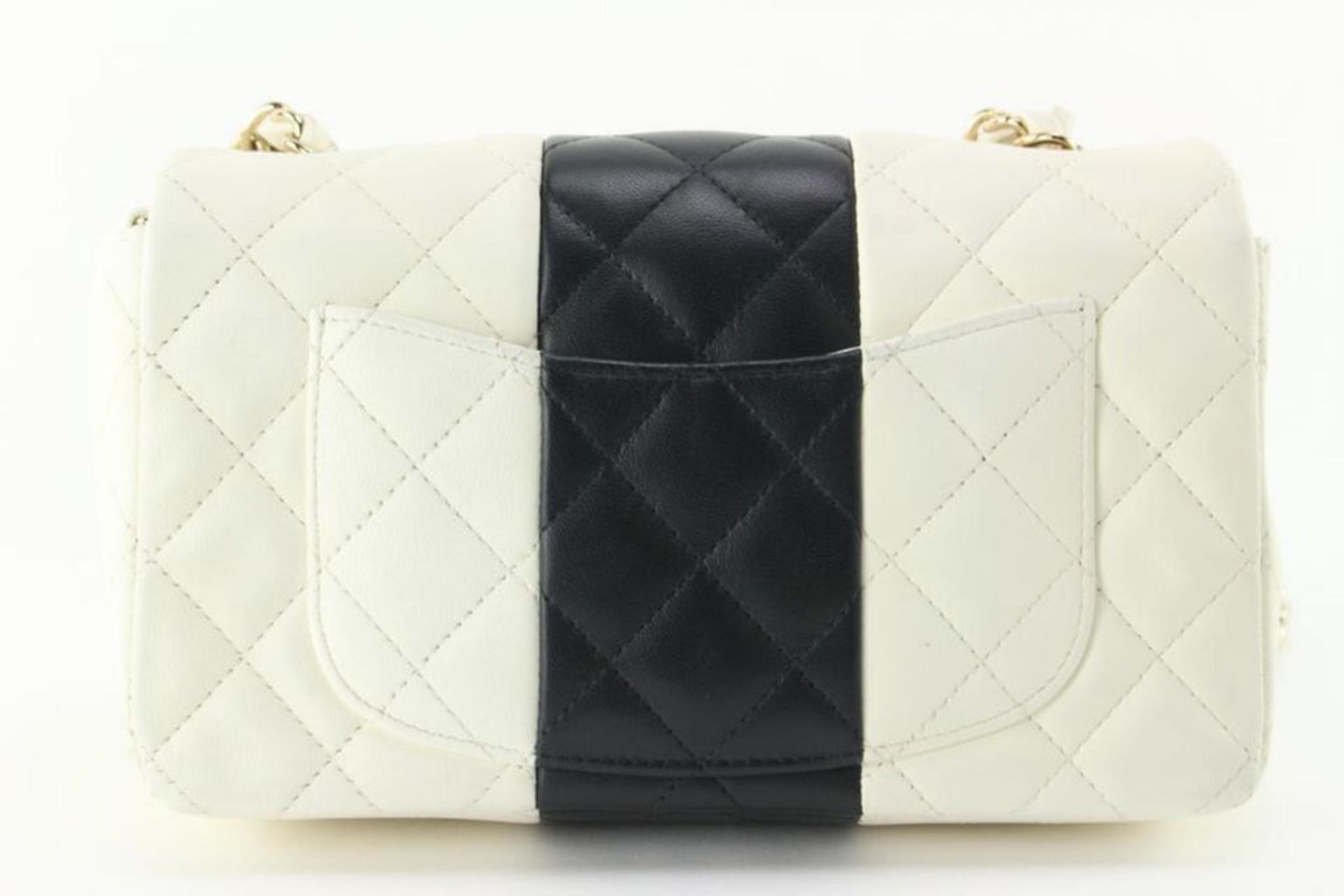 CHANEL QUILTED WHITE X BLACK MINI CLASSIC FLAP RECTANGULAR - Image 5 of 11