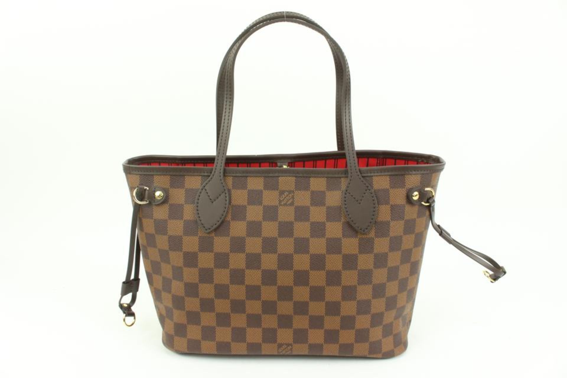 LOUIS VUITTON SMALL DAMIER EBENE NEVERFULL PM TOTE WITH POUCH - Image 11 of 14