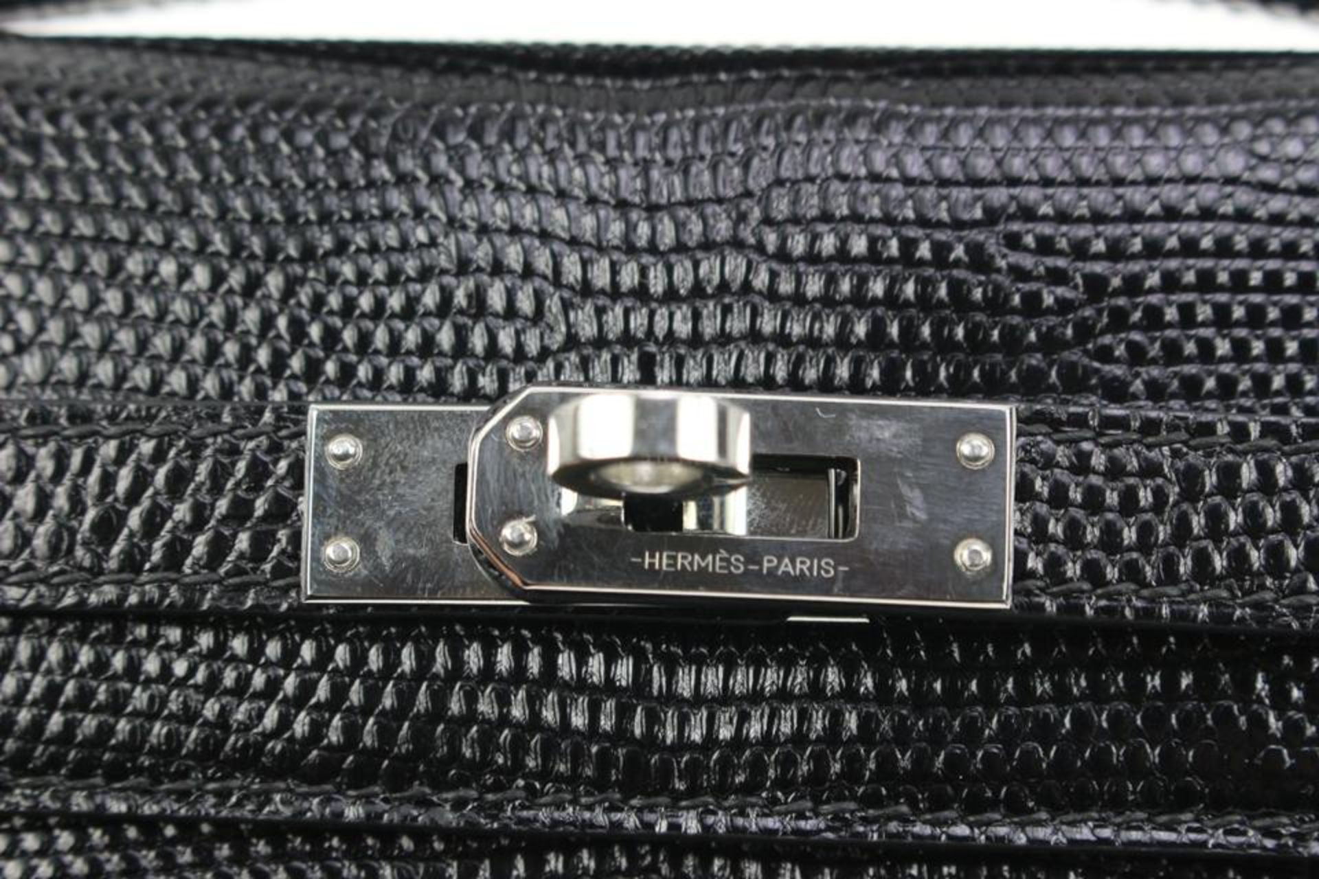 HERMES 2021 BLACK LIZARD KELLY POCHETTE MINI HANDBAG - Image 3 of 11