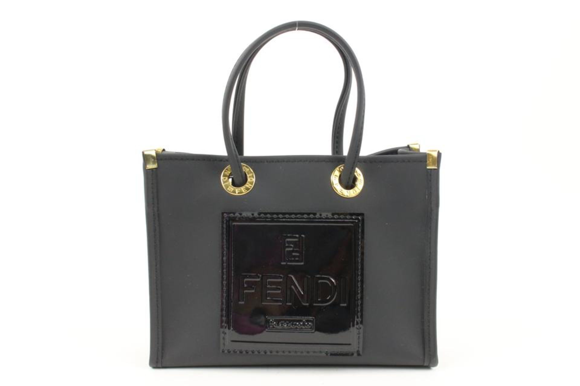 FENDI ULTRA RARE BLACK MINI RUBBER FF LOGO SHOPPER TOTE