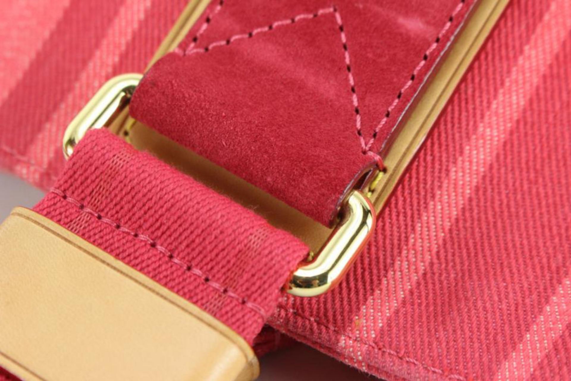 LOUIS VUITTON RED PINK STRIPED DENIM ARTICLES DE VOYAGE SOLEIL CABAS PM - Image 5 of 12