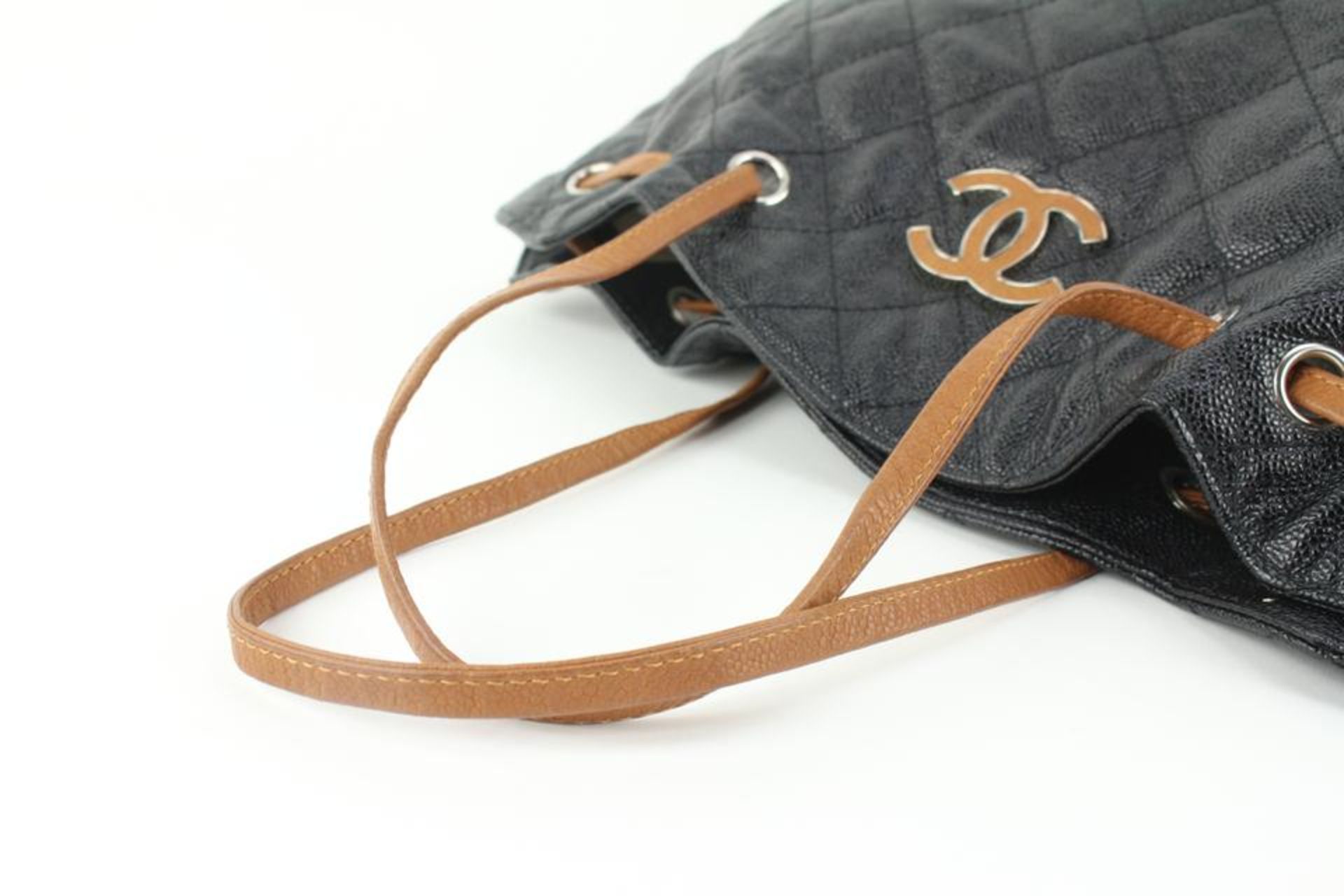 CHANEL XL BLACK QUILTED CAVIAR LEATHER COCOMARK DRAWSTRING HOBO TOTE - Bild 7 aus 12