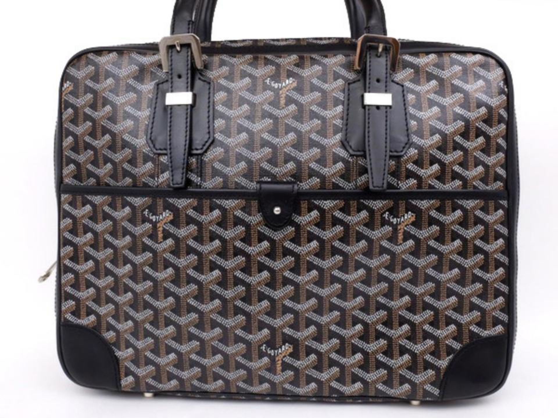 GOYARD BLACK CHEVRON GOYARDINE DIPLOMAT BRIEFCASE ATTACHE BAG - Bild 8 aus 11