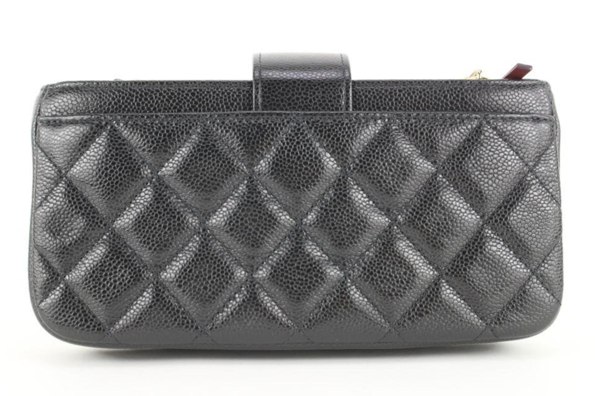 CHANEL BLACK QUILTED CAVIAR PHONE HOLDER WALLET ON CHAIN CASE - Bild 7 aus 11