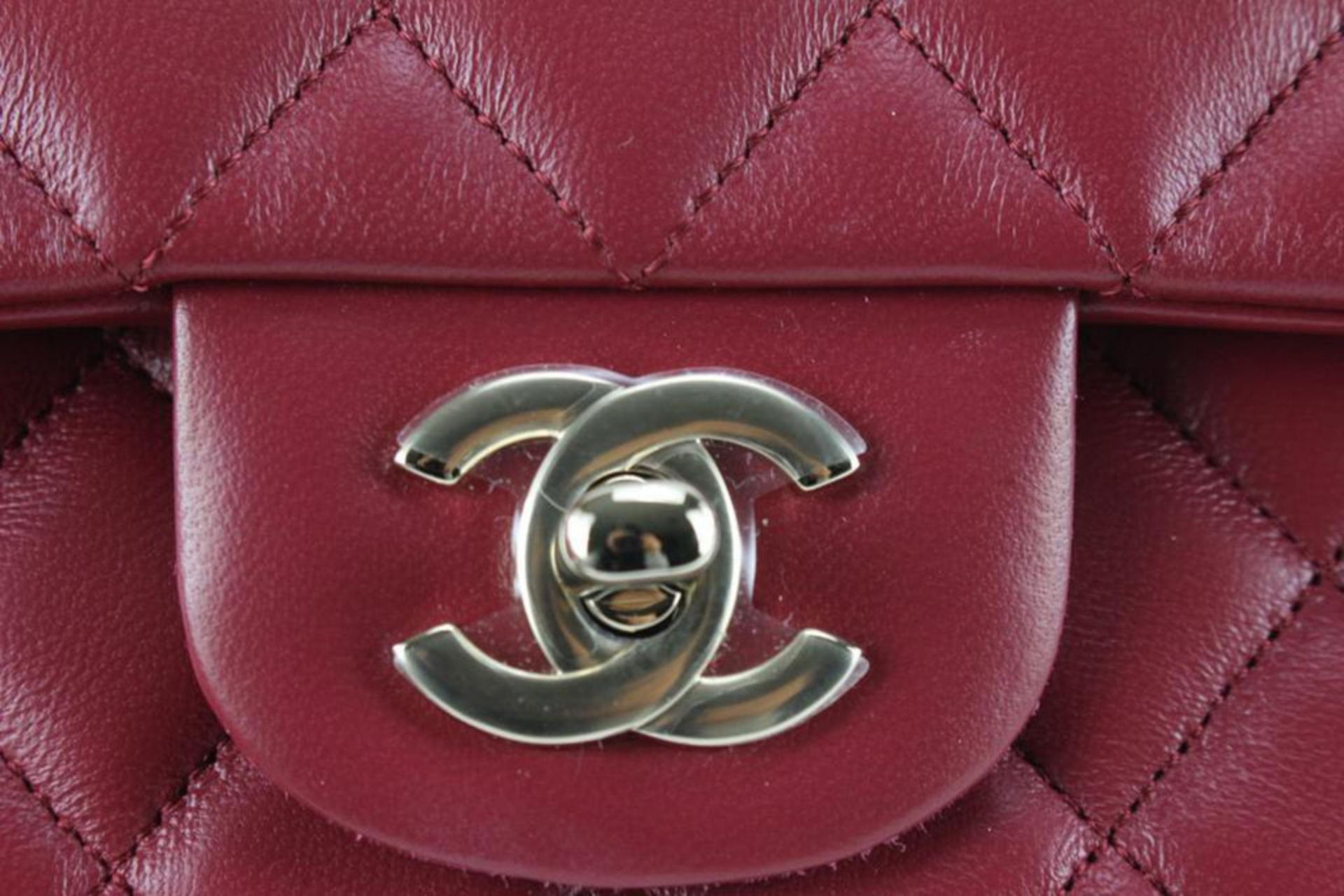 CHANEL 22A BURGUNDY QUILTED LAMBSKIN MINI CLASSIC FLAP GHW - Bild 10 aus 11