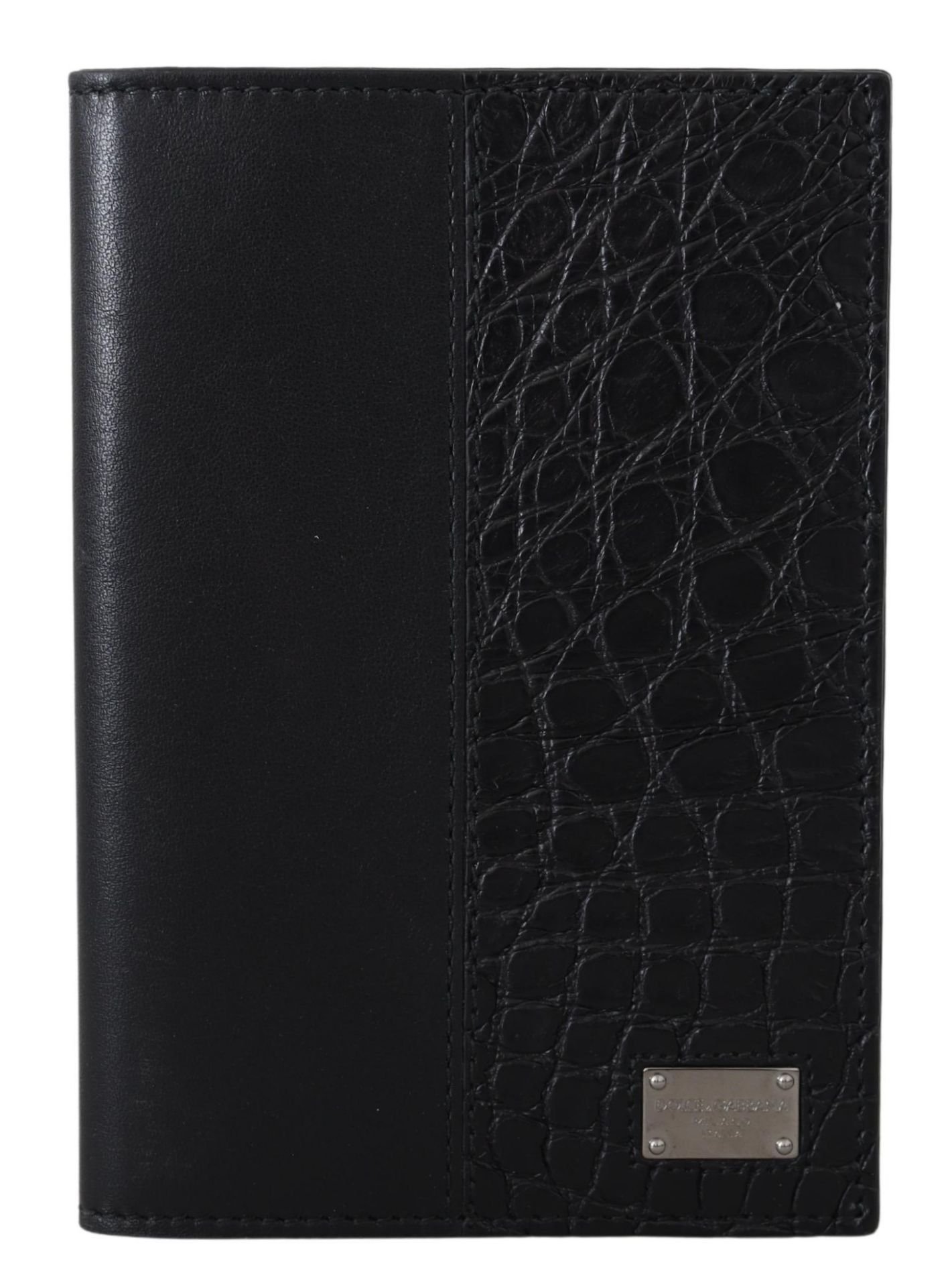 BLACK BIFOLD PASSPORT HOLDER MEN EXOTIC LEATHER WALLET