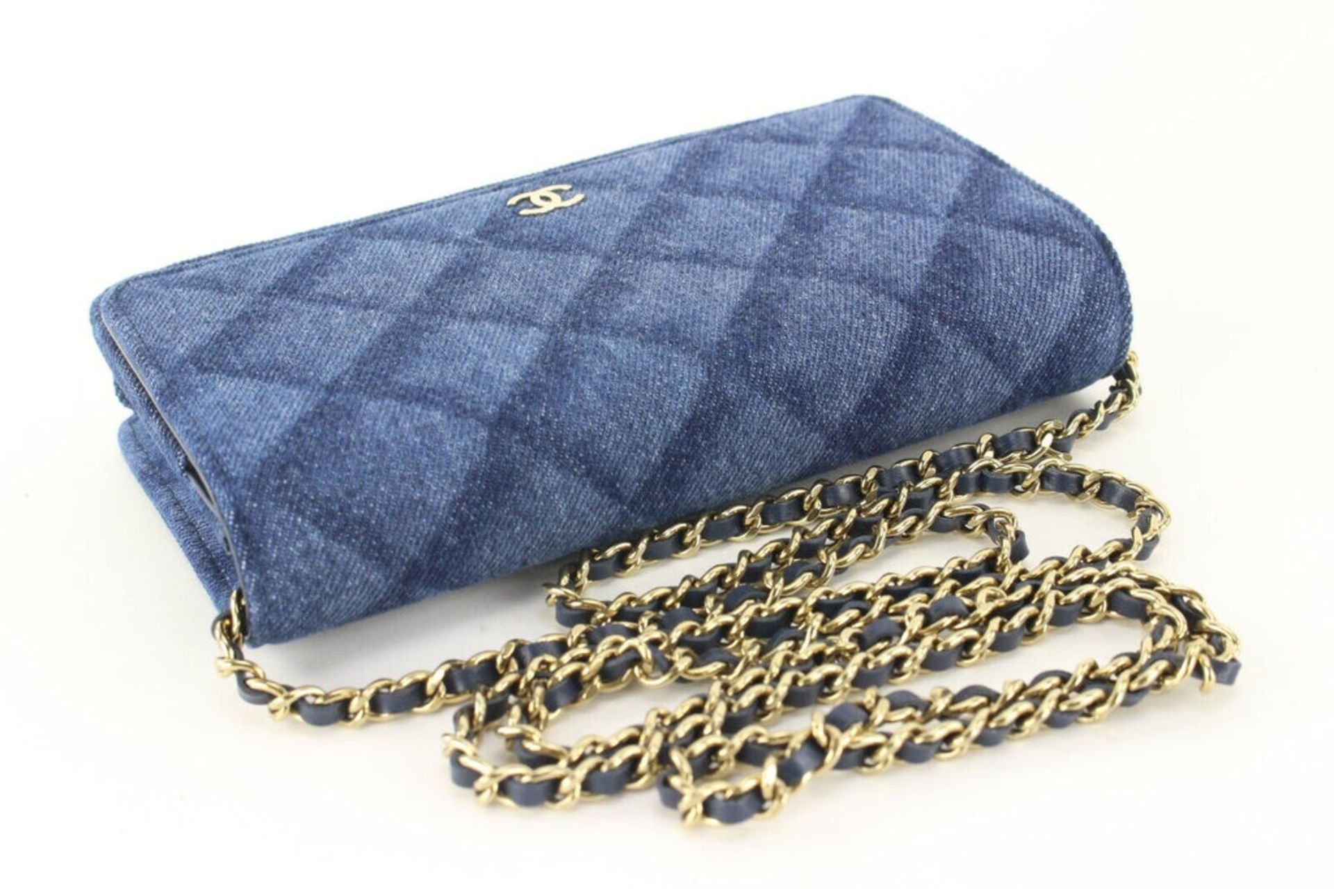 CHANEL SHADOW QUILTED DENIM WALLET ON CHAIN WOC GOLD HW - Bild 9 aus 12