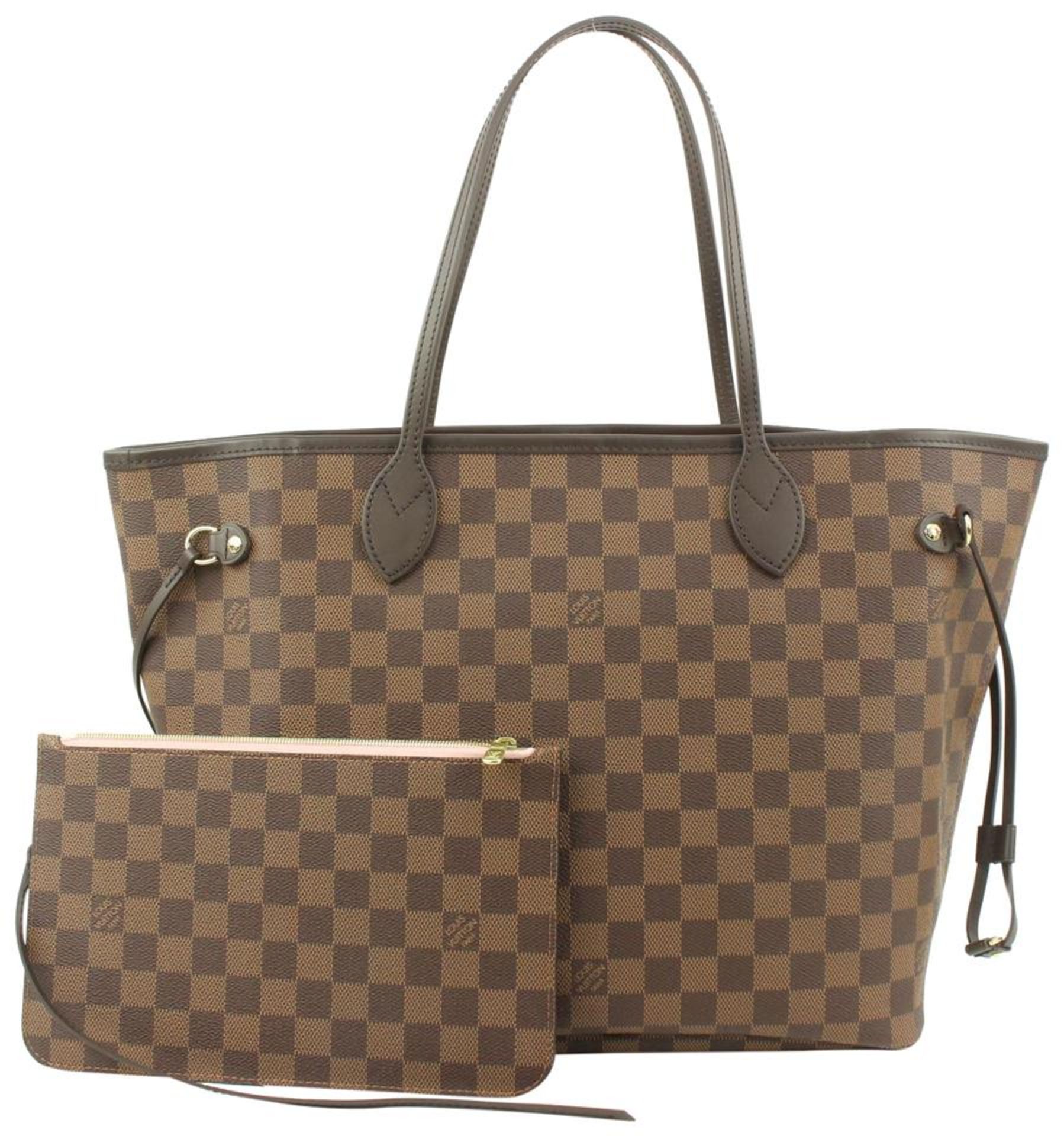 LOUIS VUITTON DAMIER EBENE BALLERINE NEVERFULL MM TOTE BAG WITH POUCH - Bild 2 aus 12