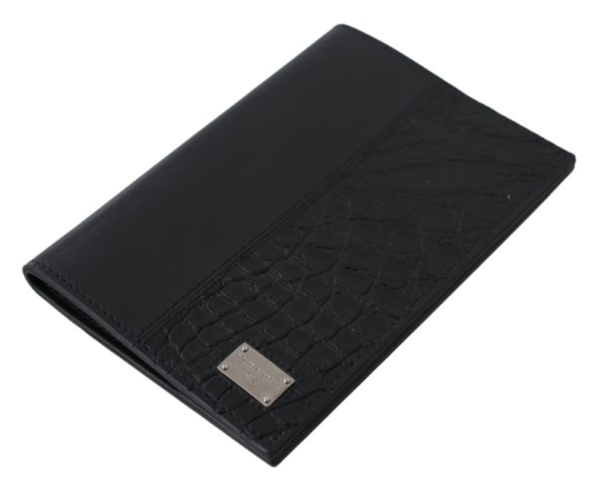 BLACK BIFOLD PASSPORT HOLDER MEN EXOTIC LEATHER WALLET - Bild 5 aus 6