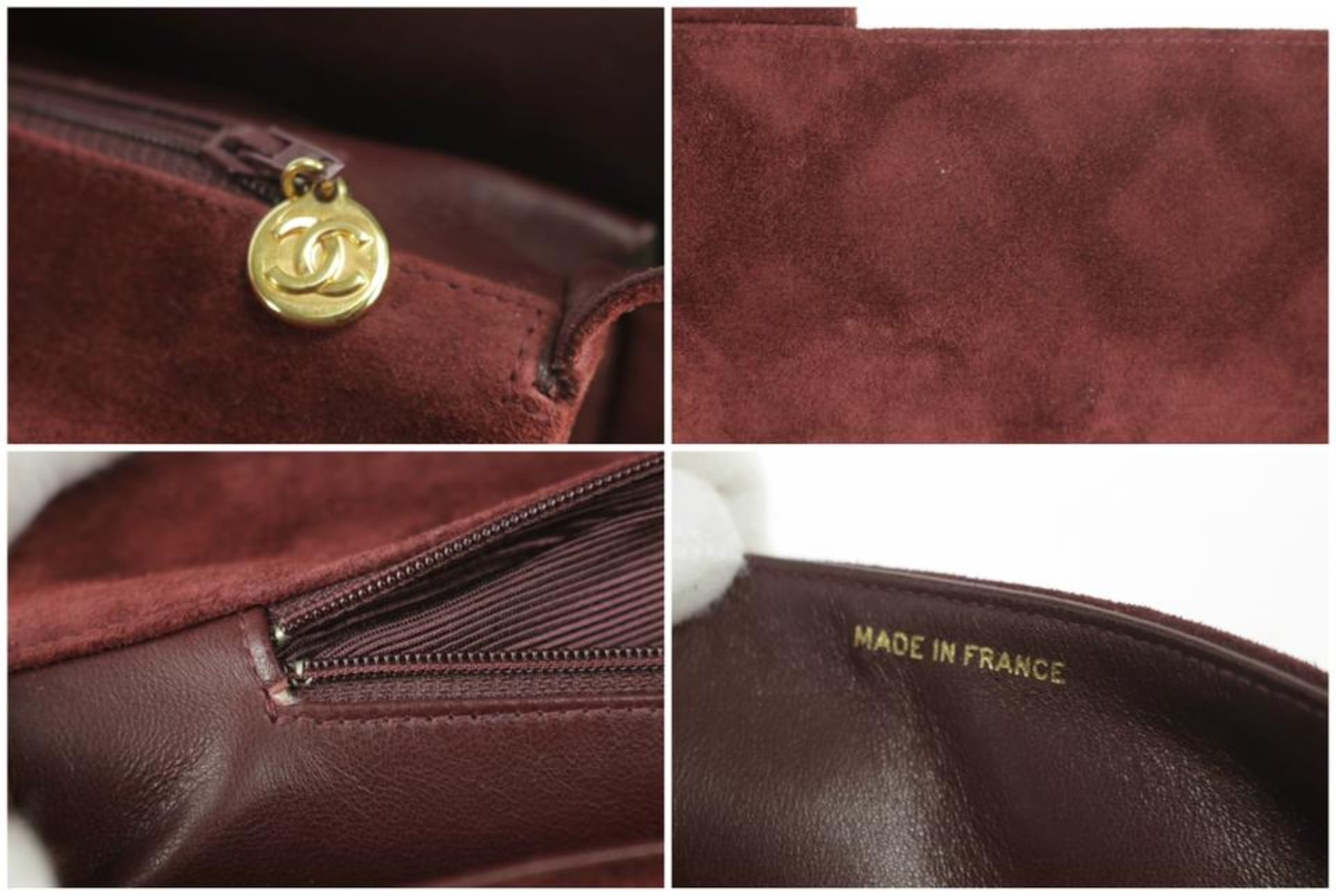 CHANEL JUMBO BURGUNDY QUILTED SUEDE ATTACHE BUSINESS KELLY BRIEFCASE - Image 8 of 16