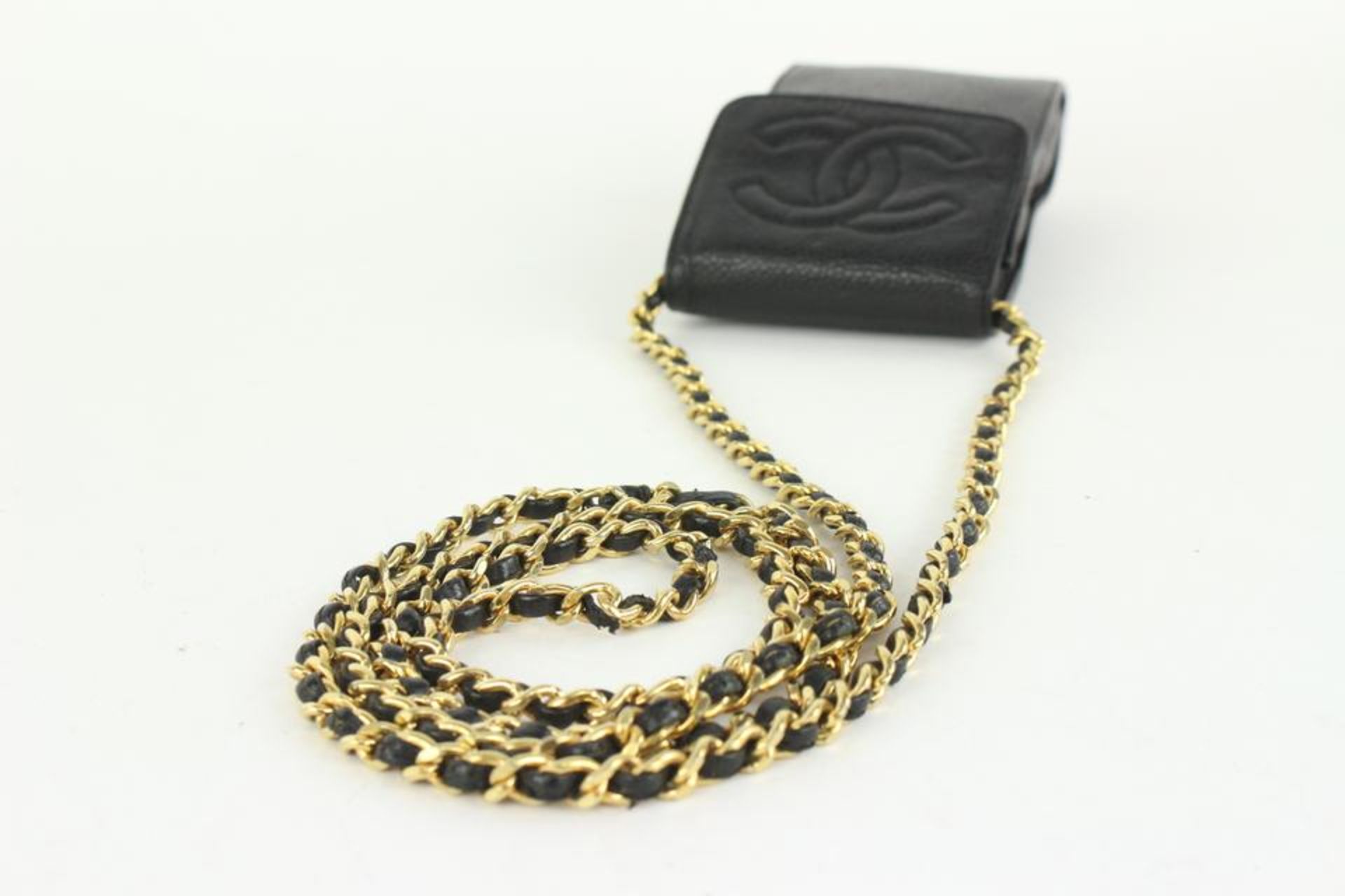 CHANEL BLACK CAVIAR MOBILE CASE WALLET ON CHAIN - Bild 7 aus 11