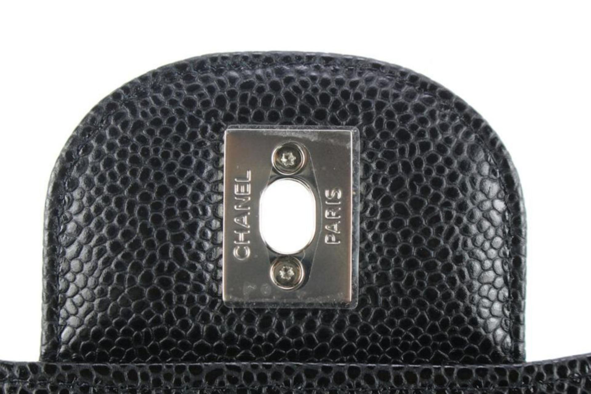 CHANEL 2022 BLACK QUILTED CAVIAR JUMBO DOUBLE CLASSIC FLAP SHW - Image 8 of 11