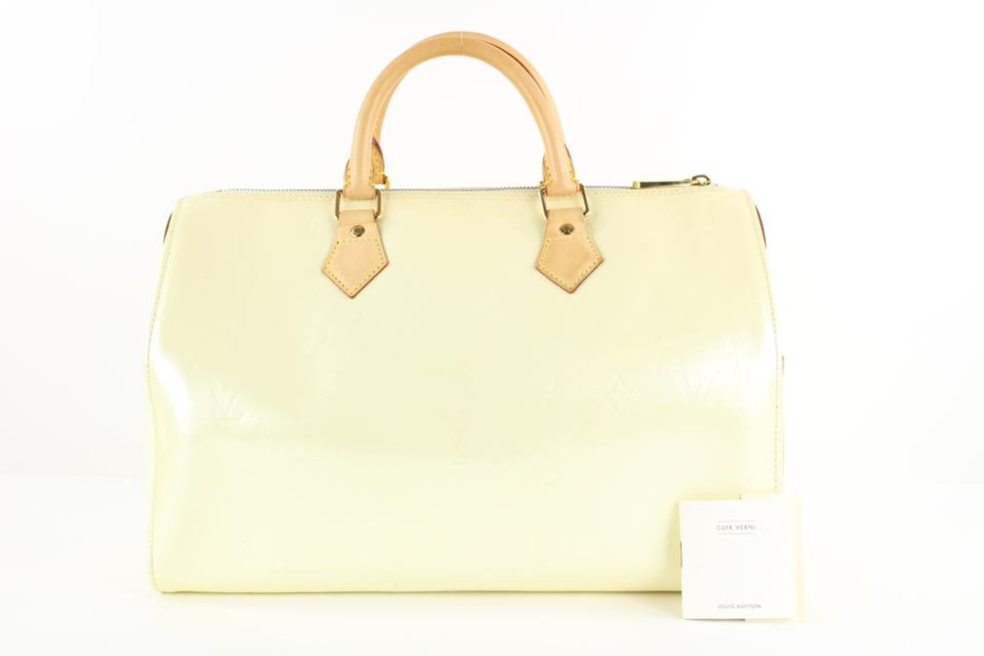 LOUIS VUITTON ULTRA RARE PERLE MONOGRAM VERNIS SPEEDY 35 BAG - Image 4 of 11