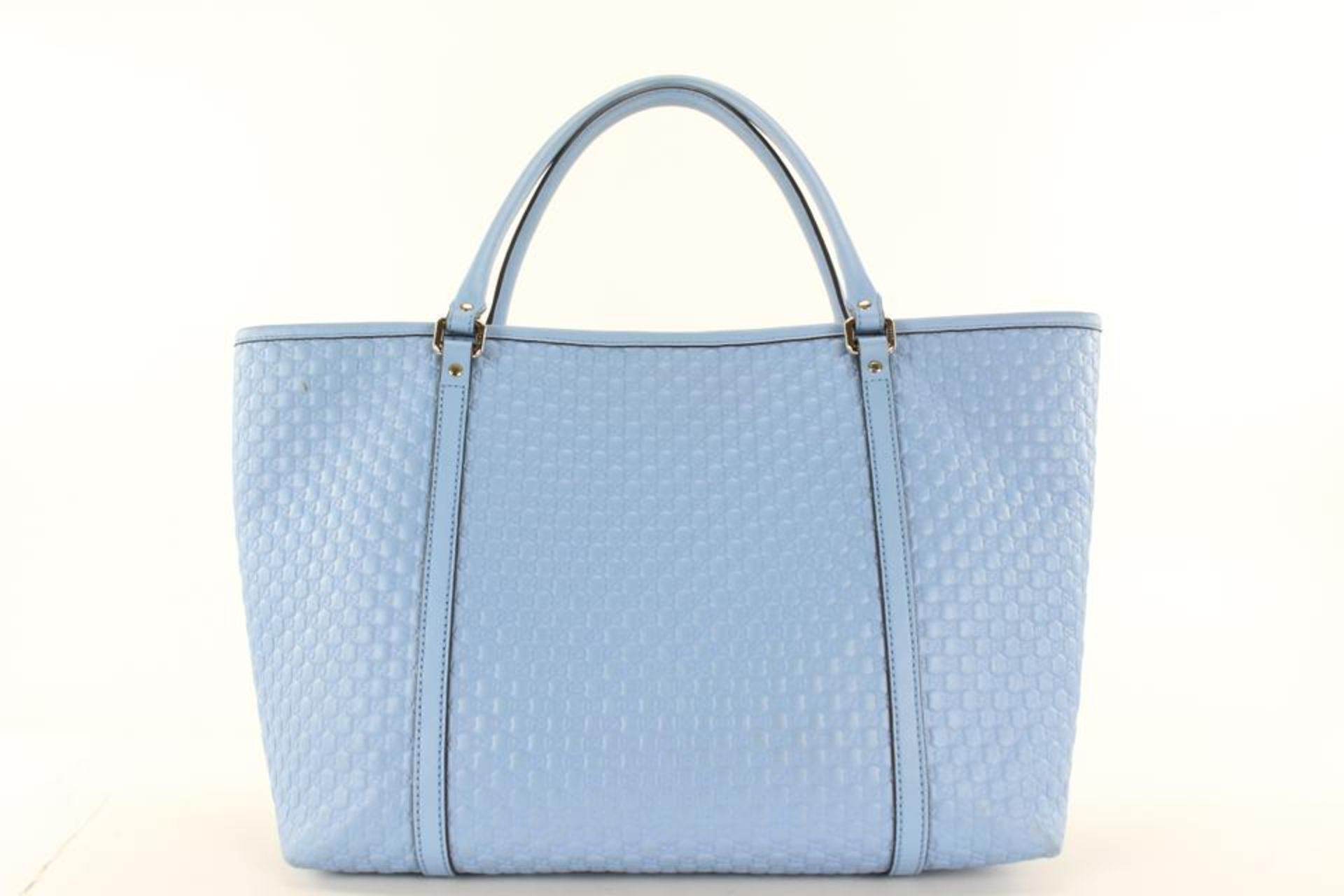 GUCCI LIGHT BLUE LEATHER MICROGUCCISSIMA LARGE JOY TOTE - Image 7 of 12