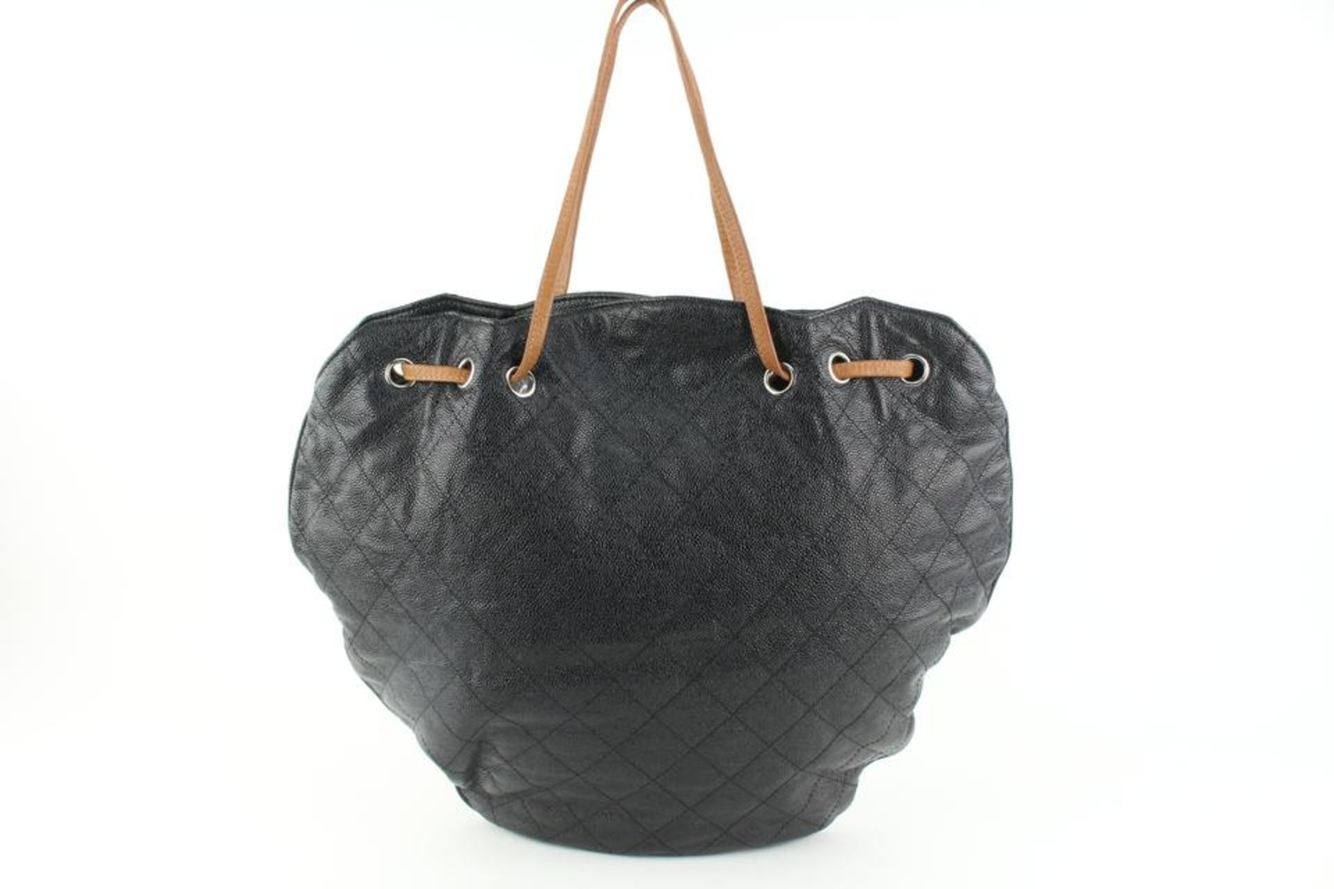 CHANEL XL BLACK QUILTED CAVIAR LEATHER COCOMARK DRAWSTRING HOBO TOTE - Bild 6 aus 12