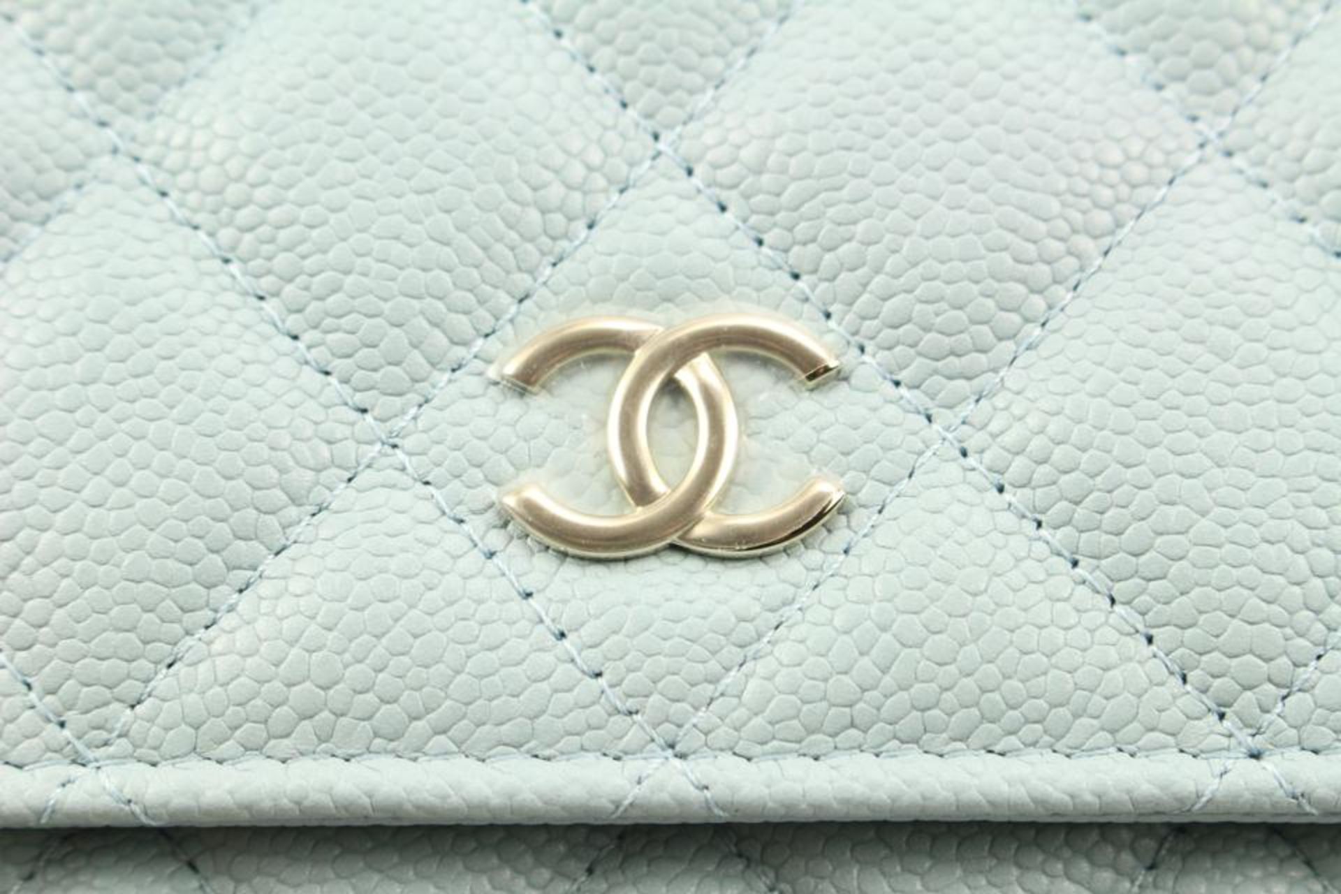 CHANEL 22P SEAFOAM BLUE QUILTED CAVIAR LEATHER WALLET ON CHAIN WOC - Image 3 of 11