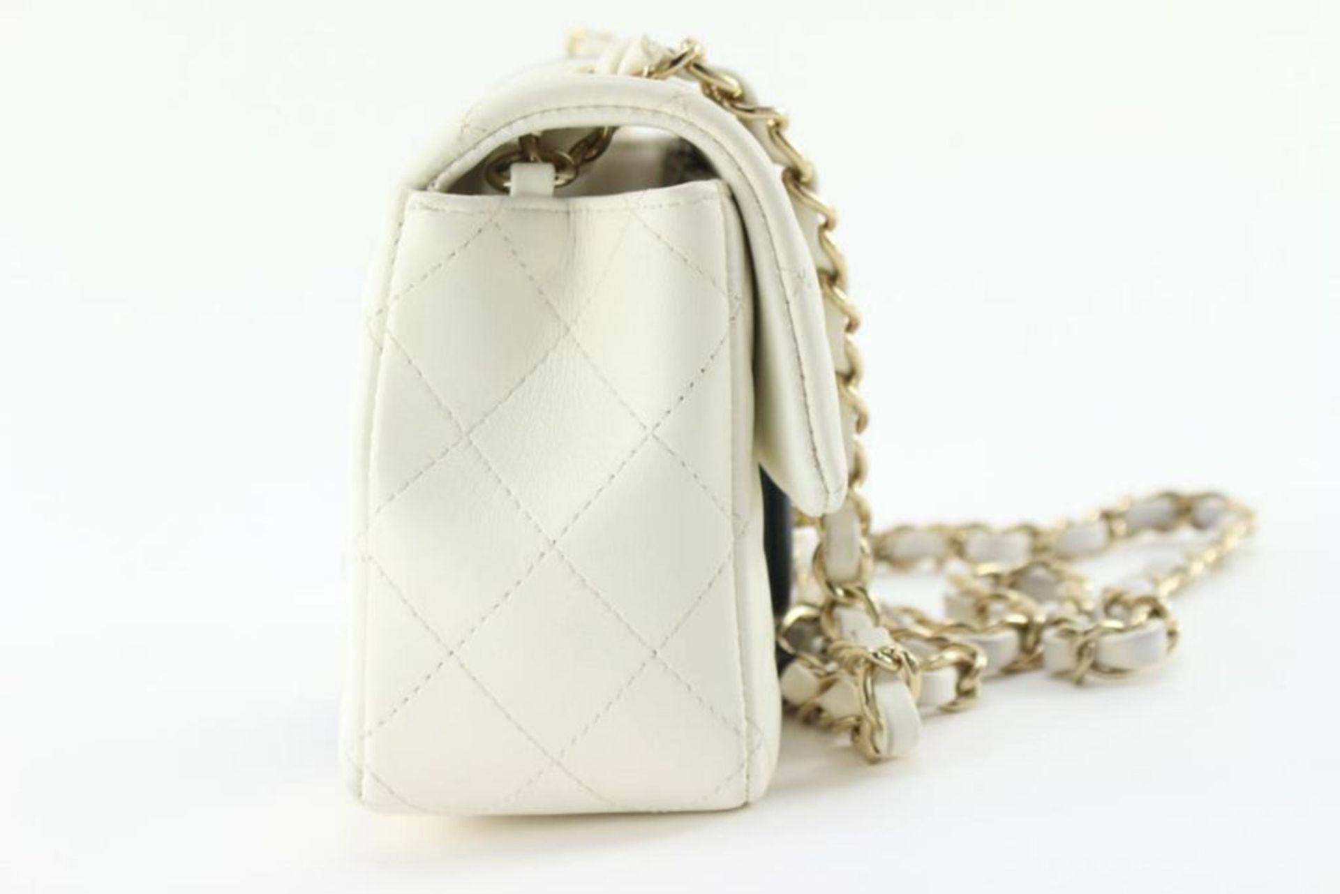 CHANEL QUILTED WHITE X BLACK MINI CLASSIC FLAP RECTANGULAR - Image 3 of 11