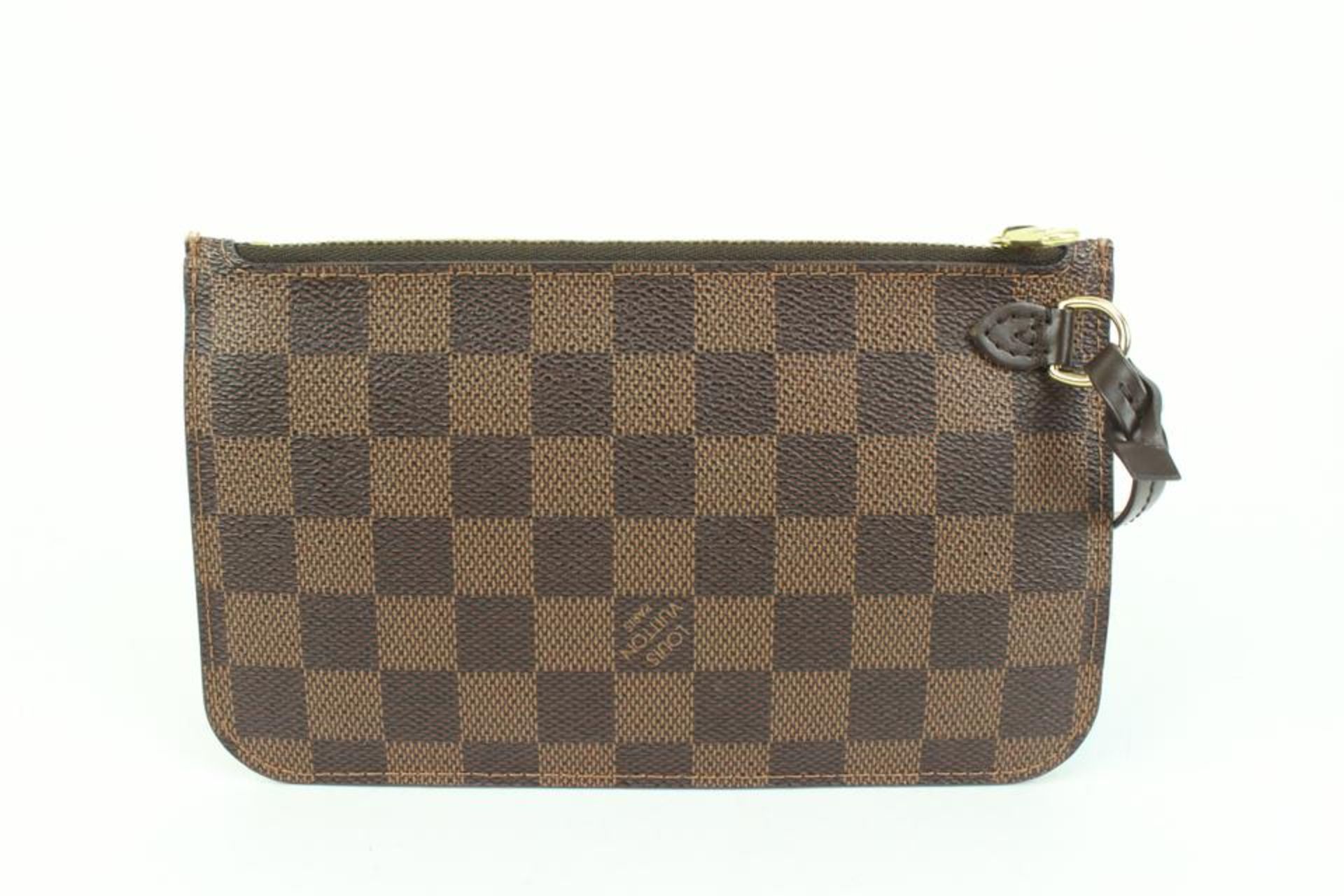 LOUIS VUITTON DAMIER EBENE NEVERFULL POCHETTE PM WRISTLET POUCH - Image 7 of 11