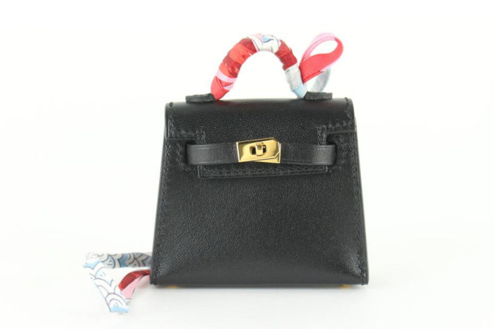 HERMÈS BLACK TADELKAT MICRO MINI KELLY TWILLY BAG CHARM