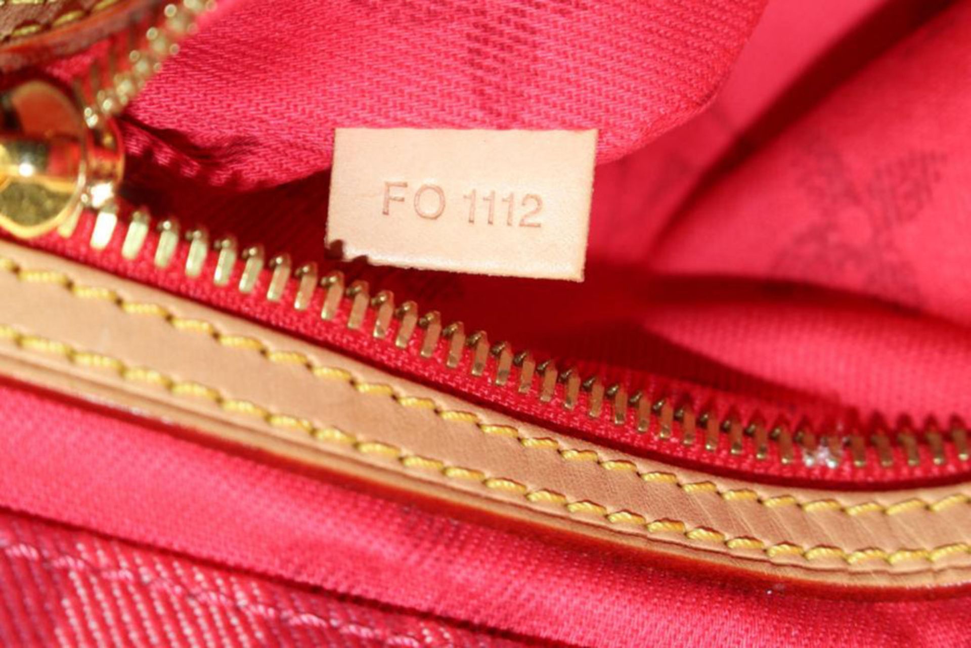 LOUIS VUITTON RED PINK STRIPED DENIM ARTICLES DE VOYAGE SOLEIL CABAS PM - Image 9 of 12