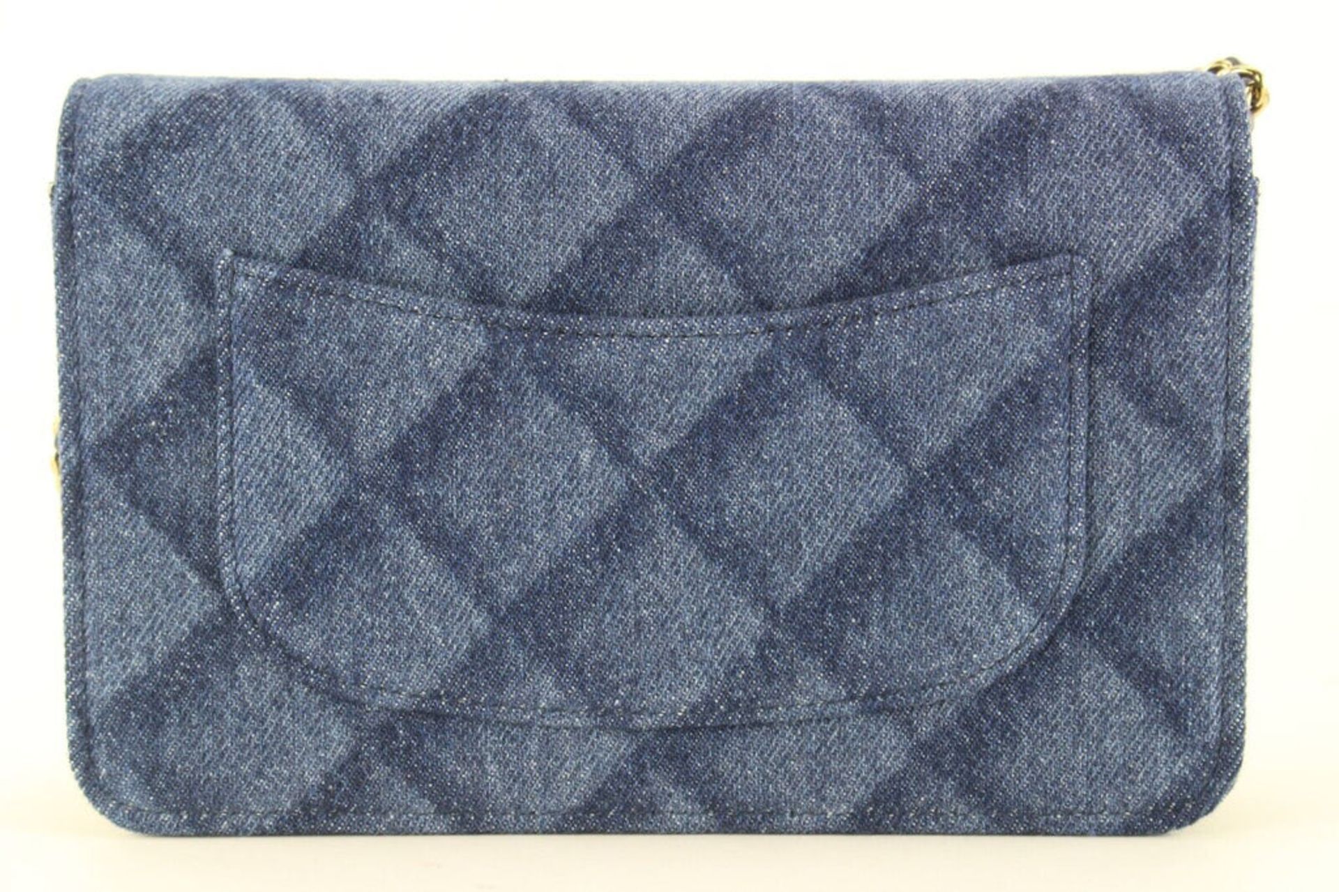 CHANEL SHADOW QUILTED DENIM WALLET ON CHAIN WOC GOLD HW - Bild 8 aus 12