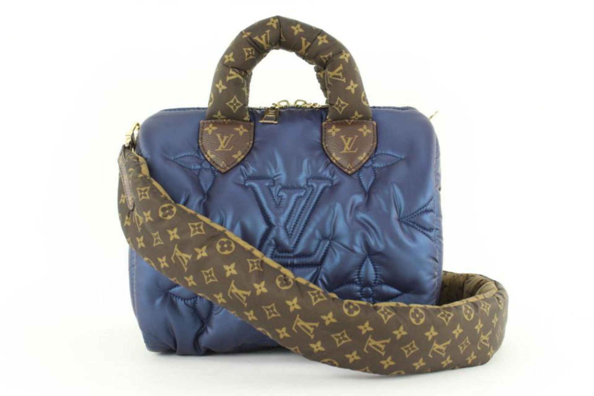 LOUIS VUITTON NAVY PUFFER MONOGRAM PILLOW SPEEDY BANDOULIERE