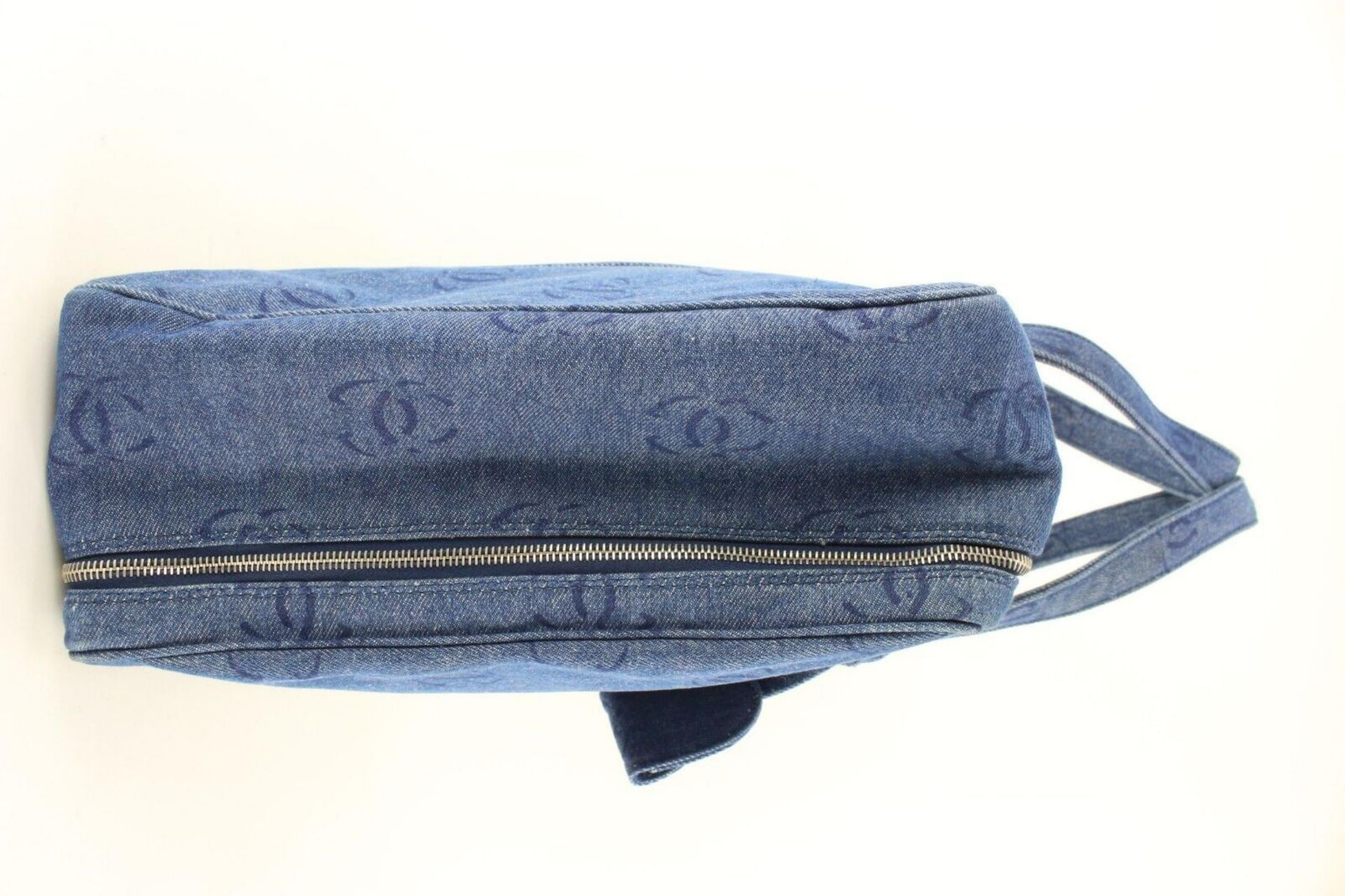 CHANEL JUMBO CC LOGO ALL OVER DENIM BRIEFCASE WORK SUITCASE - Image 6 of 11