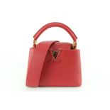 LOUIS VUITTON SCARLET RED TAURILLON LEATHER CAPUCINES MINI