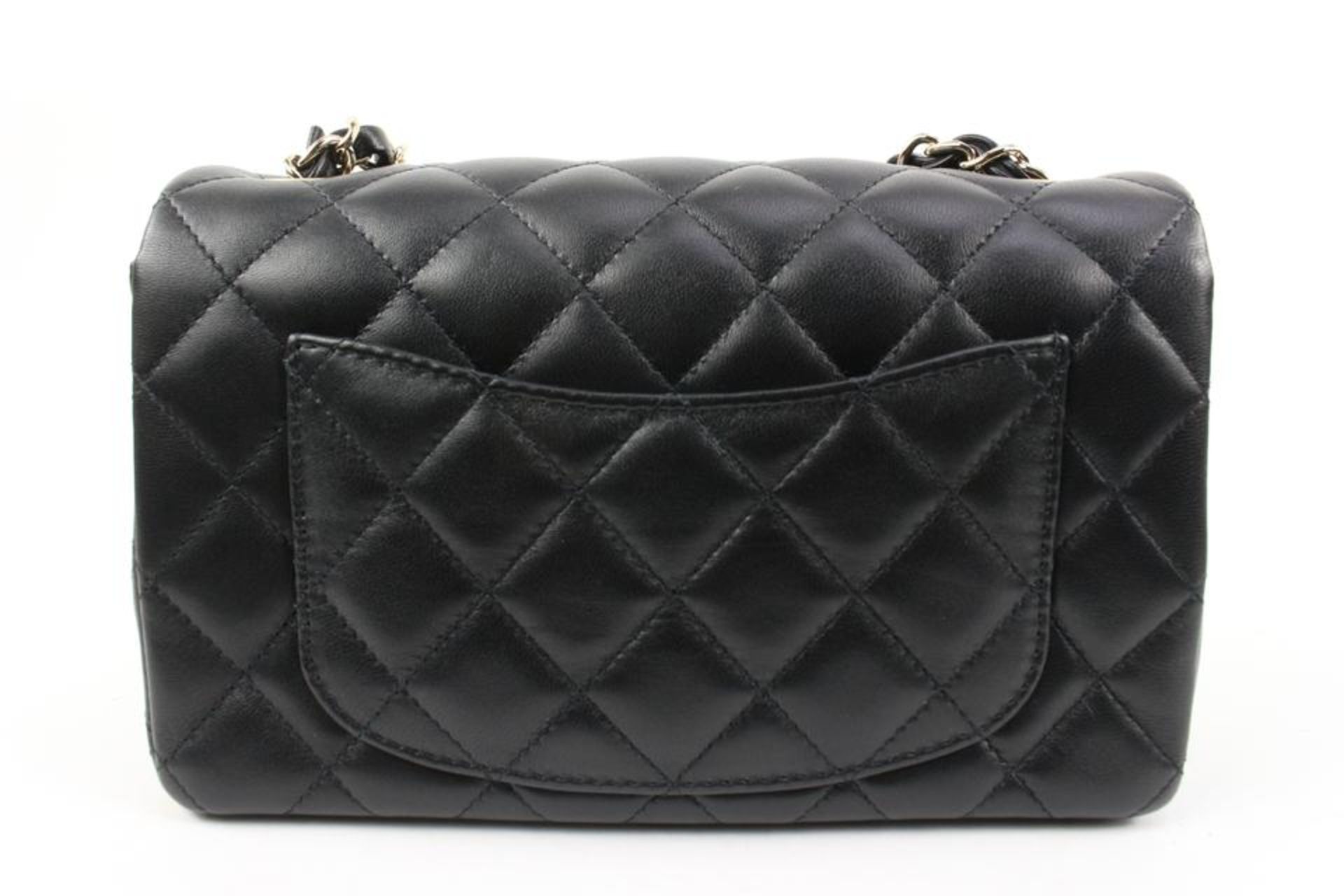 CHANEL 22C BLACK QUILTED LAMBSKIN MINI CLASSIC FLAP GOLD CHAIN - Image 7 of 11