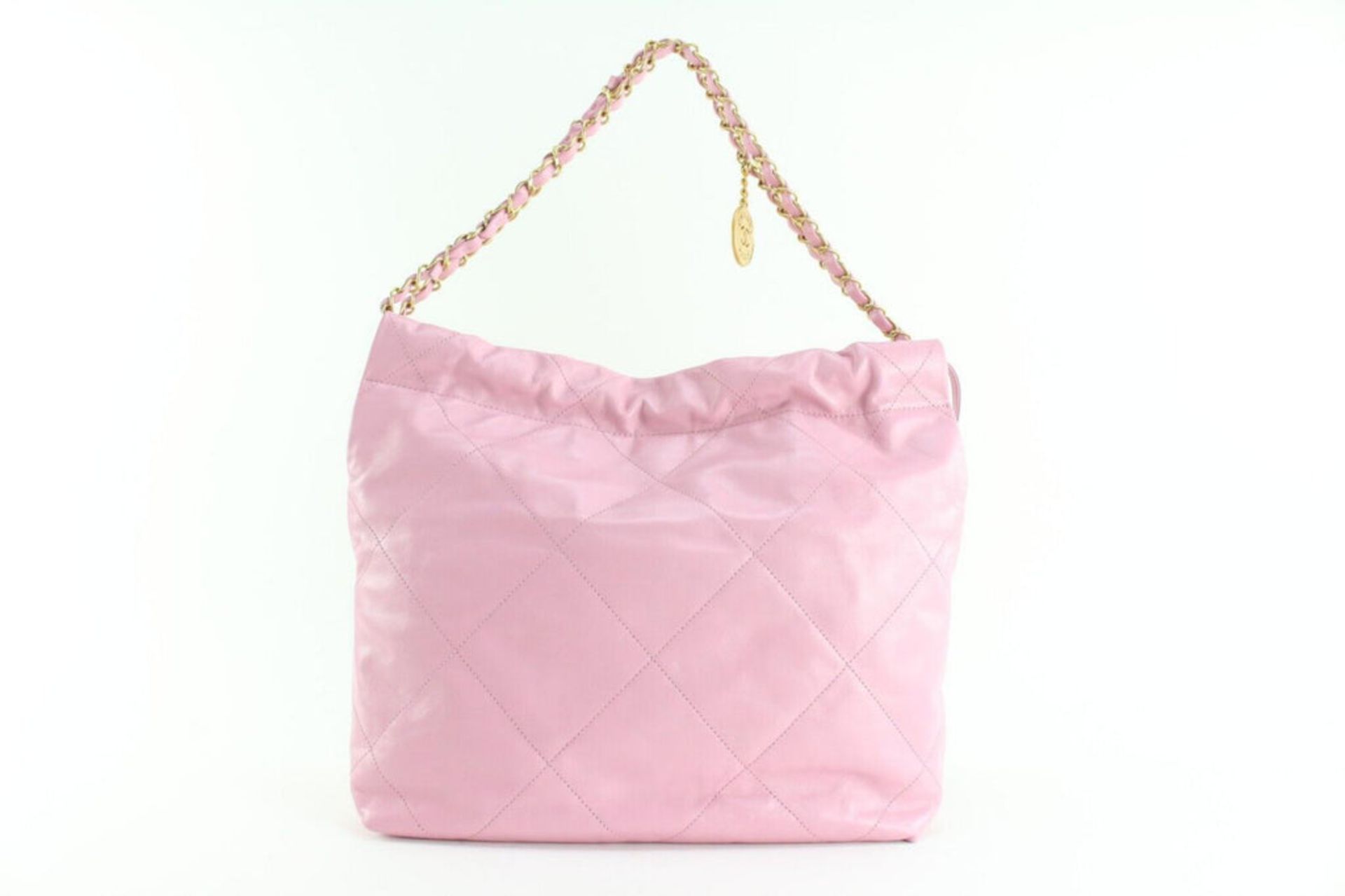 CHANEL BUBBLE GUM PINK SHINY GOATSKIN SMALL 22 TOTE WITH POUCH - Bild 7 aus 11