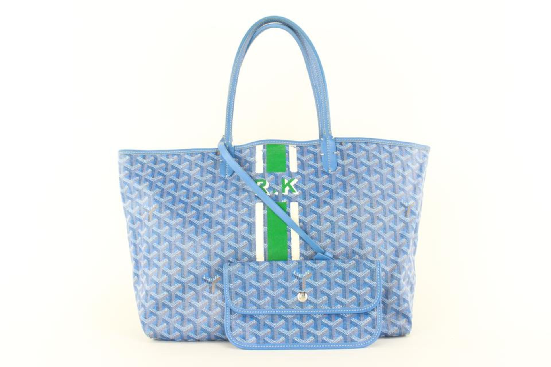 GOYARD BLUE CHEVRON ST LOUIS PM TOTE WITH POUCH