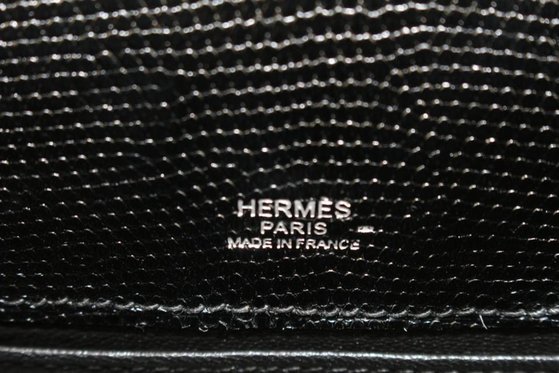 HERMES 2021 BLACK LIZARD KELLY POCHETTE MINI HANDBAG - Image 9 of 11