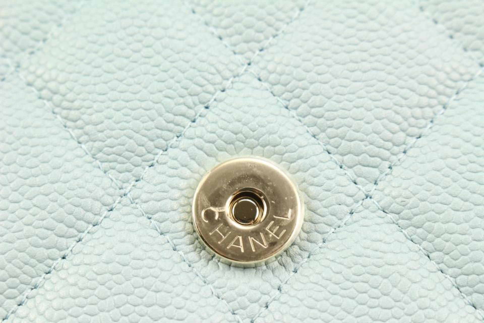 CHANEL 22P SEAFOAM BLUE QUILTED CAVIAR LEATHER WALLET ON CHAIN WOC - Image 2 of 11