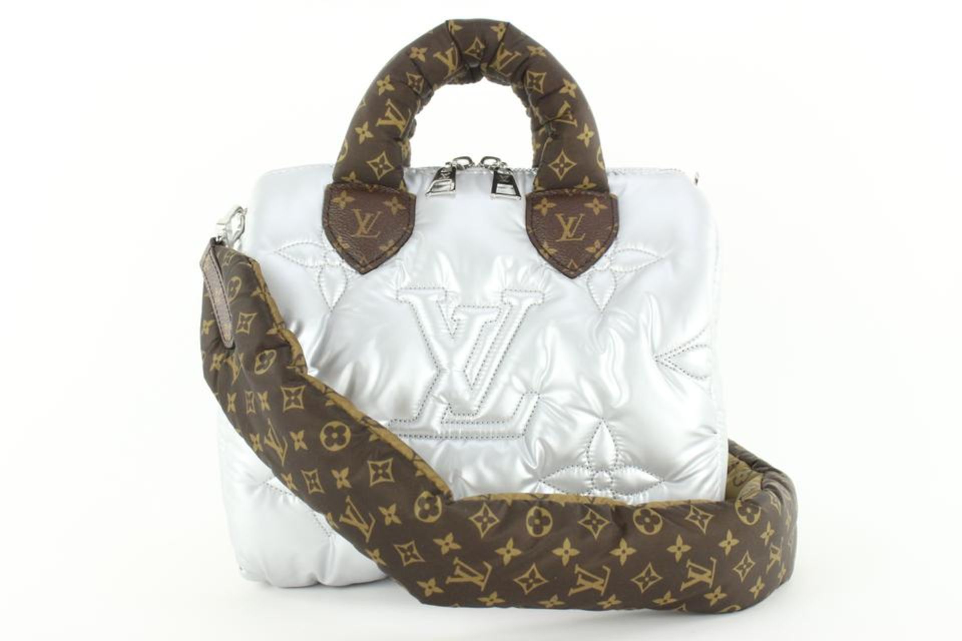 LOUIS VUITTON 2023 SILVER PUFFER MONOGRAM PILLOW SPEEDY BANDOULIERE