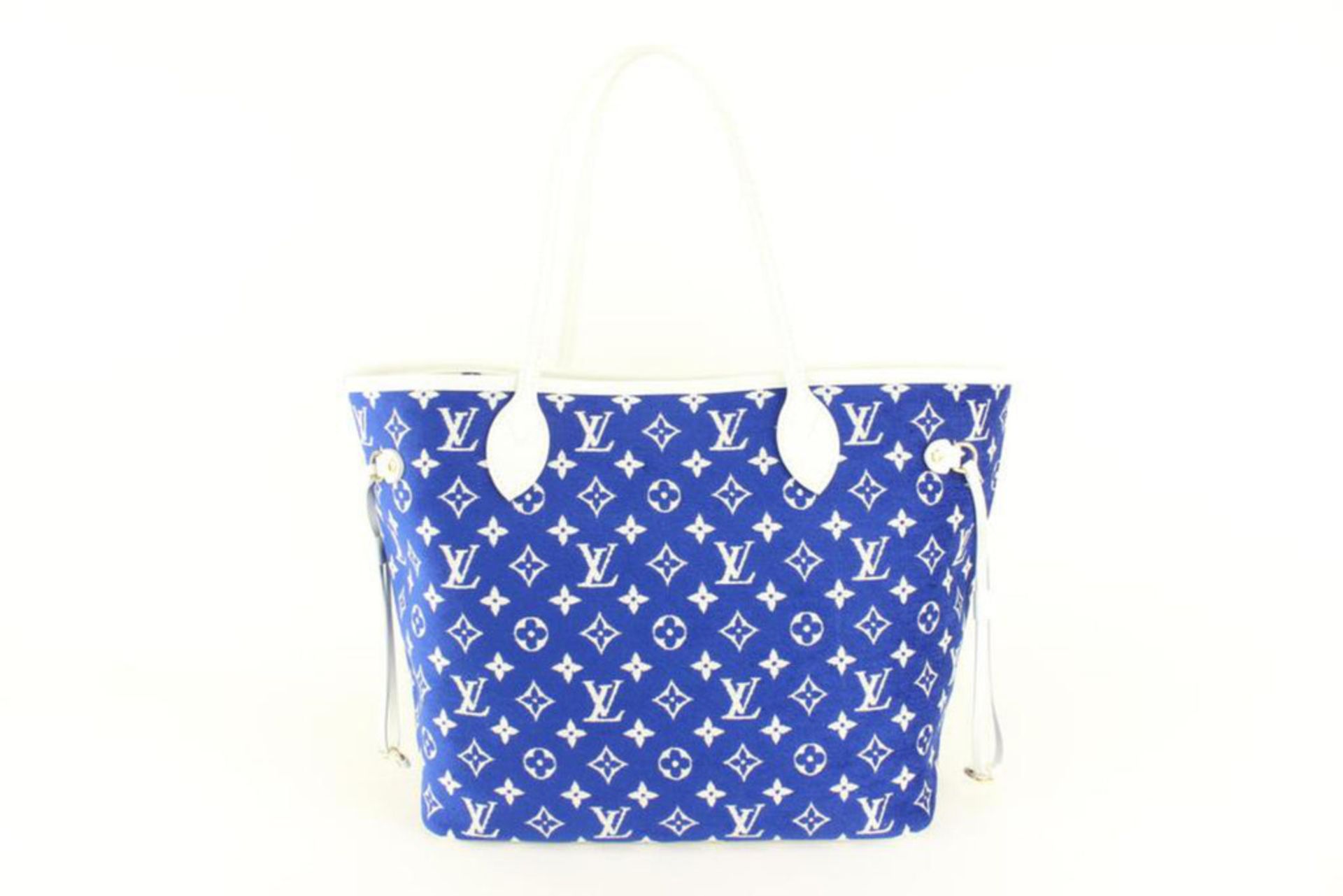 LOUIS VUITTON BLUE MONOGRAM VELVET MATCH NEVERFULL MM TOTE WITH POUCH - Bild 8 aus 11