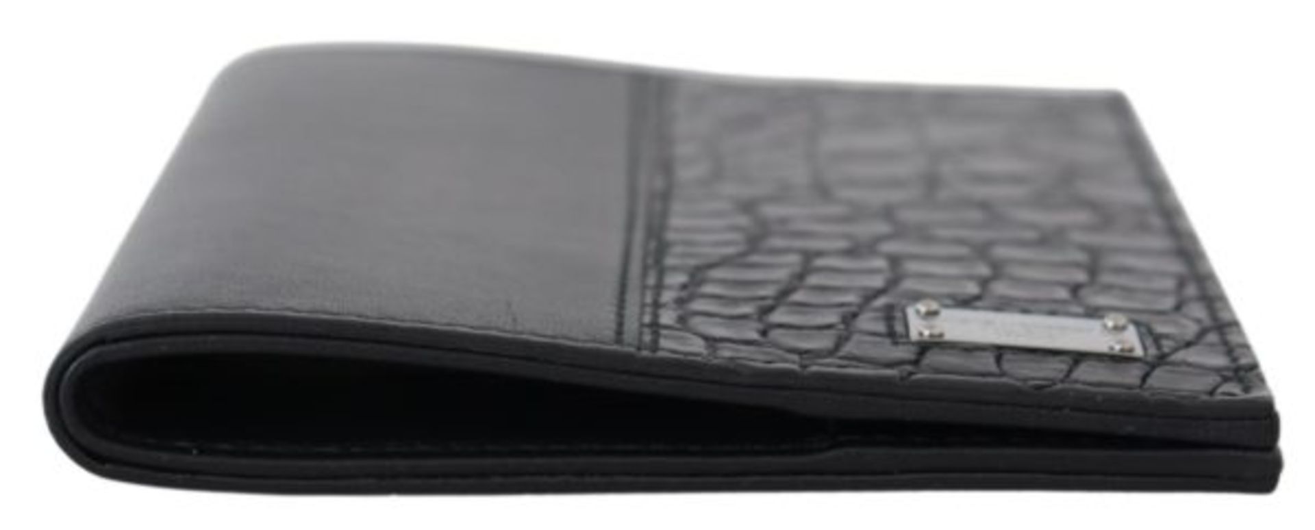 BLACK BIFOLD PASSPORT HOLDER MEN EXOTIC LEATHER WALLET - Bild 4 aus 6