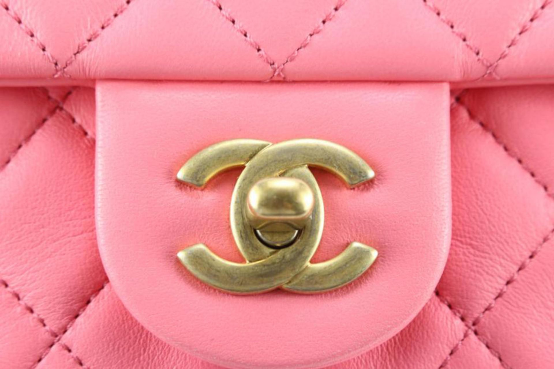 CHANEL QUILTED PINK LAMBSKIN PEARL CRUSH MINI CLASSIC FLAP - Image 2 of 11