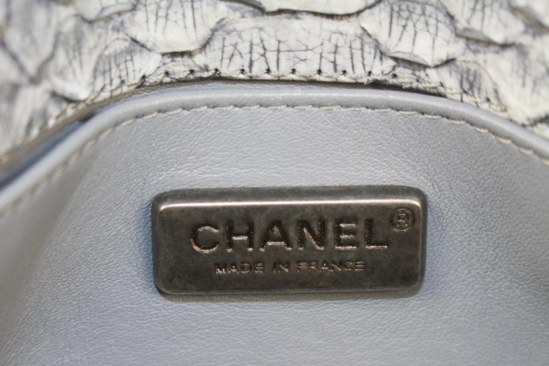 CHANEL GREY PYTHON EXTRA MINI FLASSIC FLAP CROSSBODY BAG - Image 9 of 11