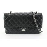 CHANEL 2022 BLACK QUILTED CAVIAR LEATHER MEDIUM CLASSIC DOUBLE FLAP SHW