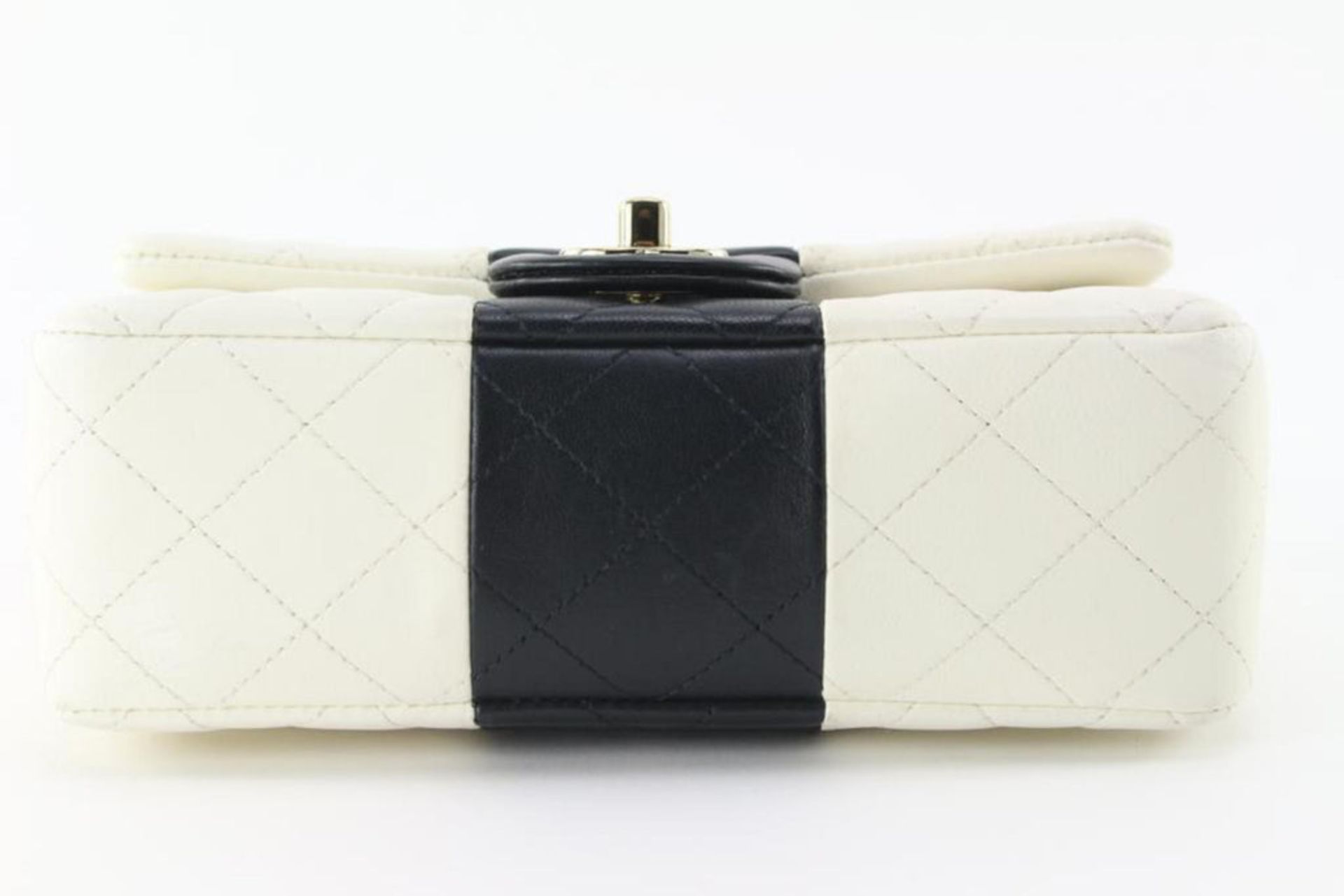CHANEL QUILTED WHITE X BLACK MINI CLASSIC FLAP RECTANGULAR - Image 2 of 11