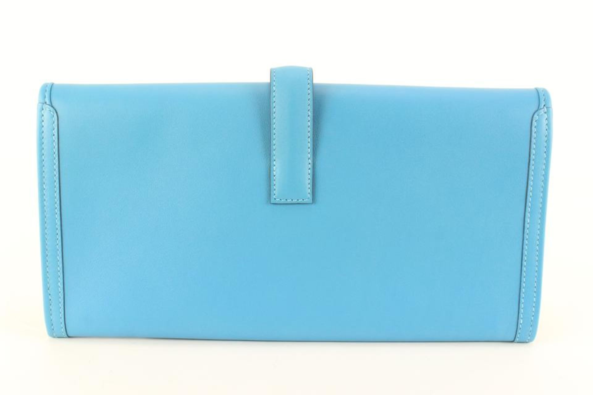 HERMÈS BLEU DU NORD VERT VERONE SWIFT JIGE 29 ELAN VERSO CLUTCH BAG - Bild 8 aus 11