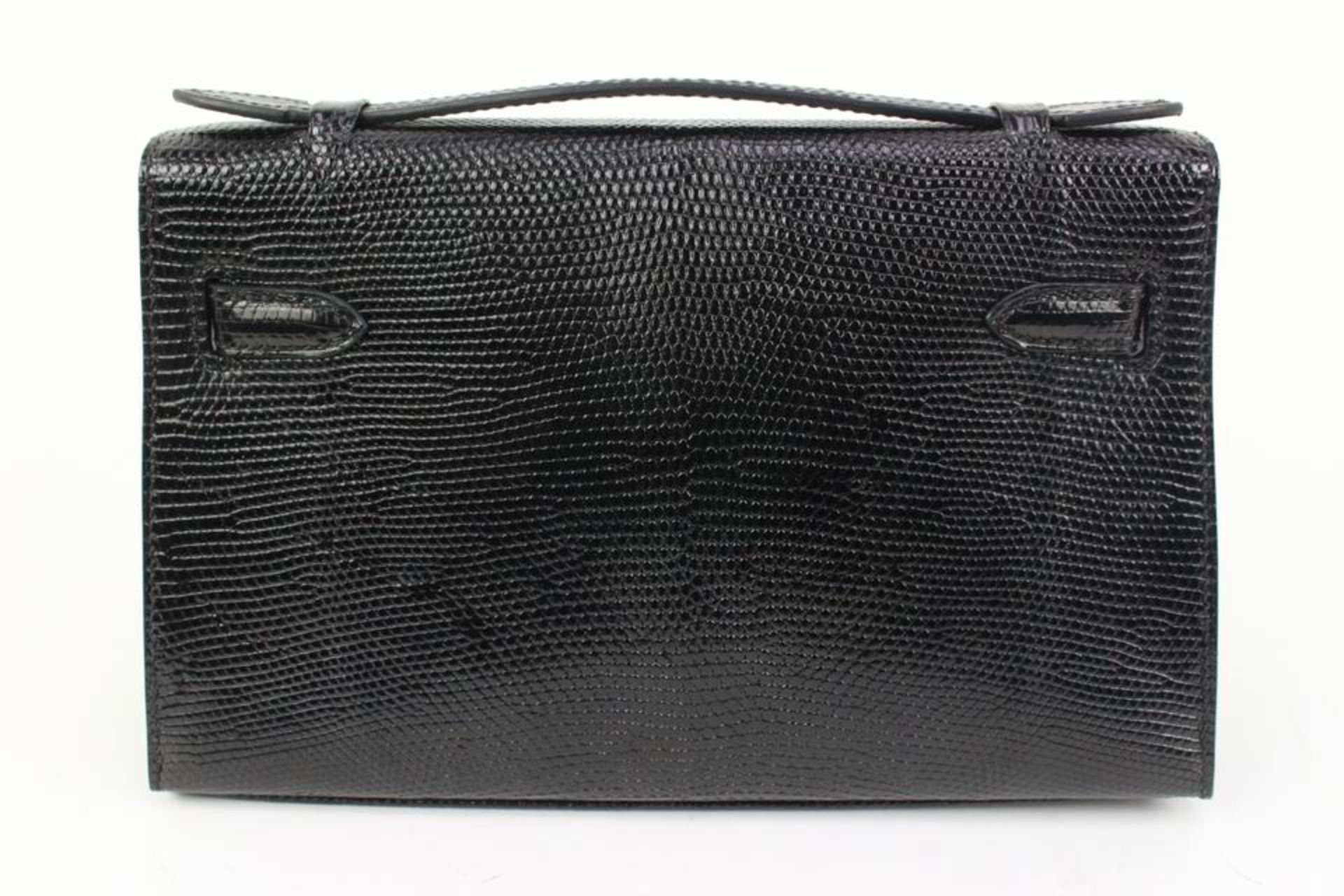 HERMES 2021 BLACK LIZARD KELLY POCHETTE MINI HANDBAG - Image 2 of 11