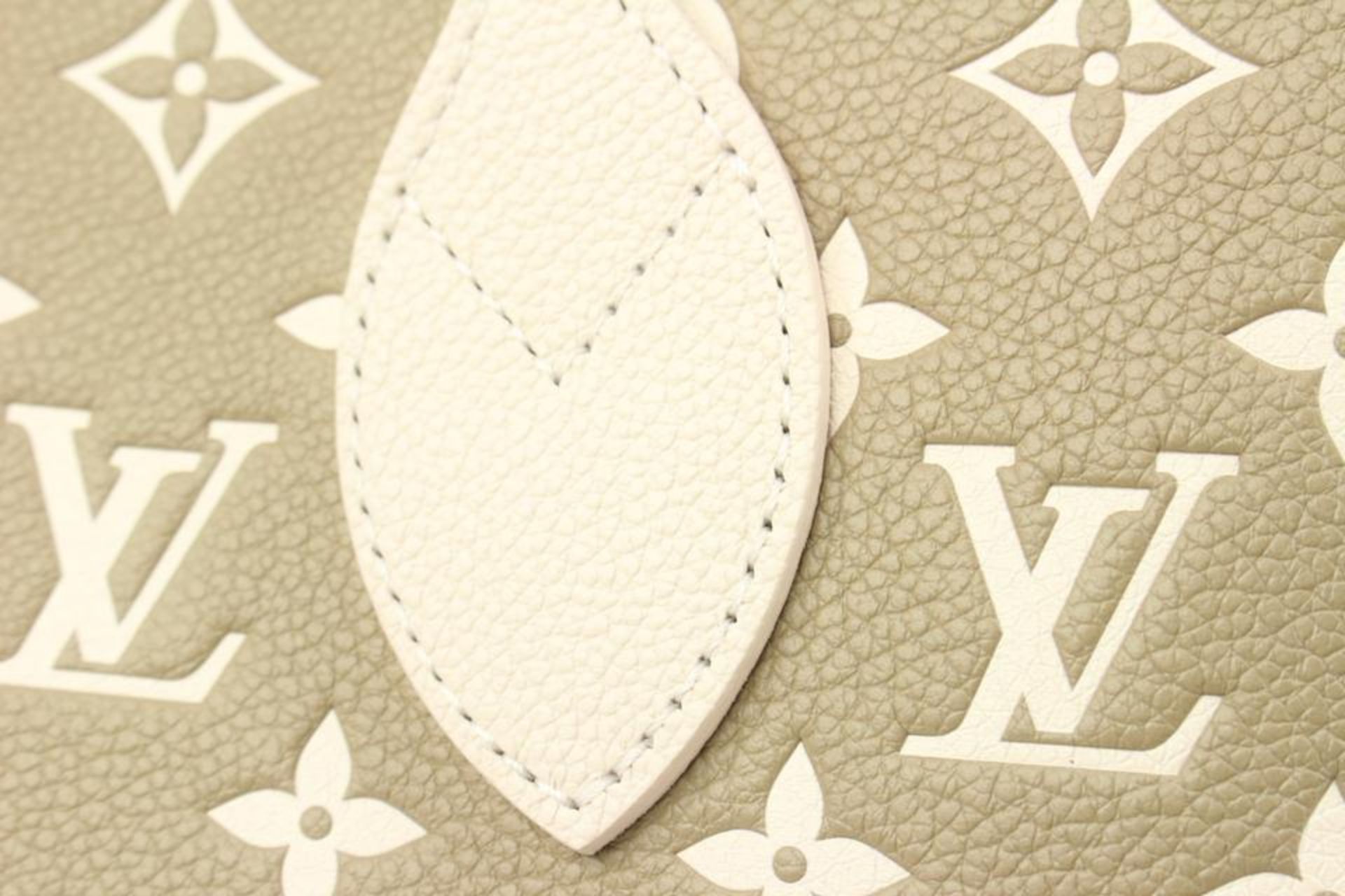 LOUIS VUITTON KHAKI X BEIGE LEATHER MONOGRAM EMPREINTE NEVERFULL MM - Bild 3 aus 11