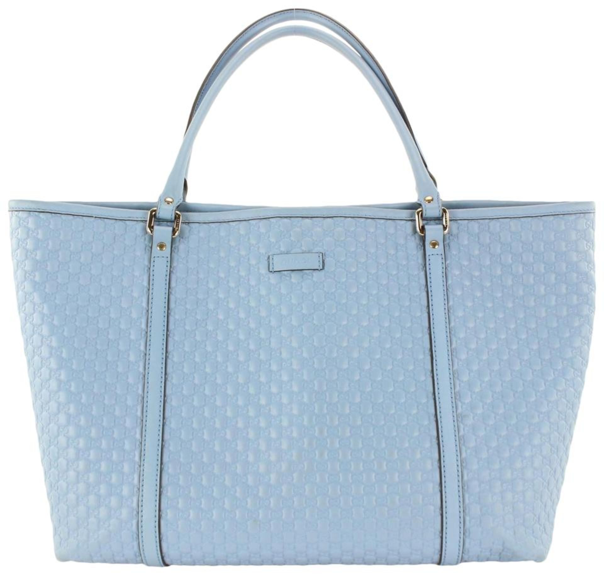 GUCCI LIGHT BLUE LEATHER MICROGUCCISSIMA LARGE JOY TOTE