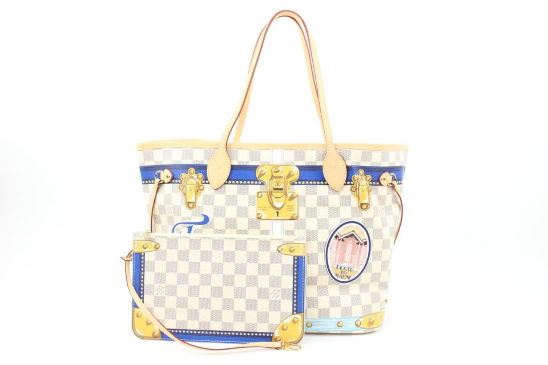 LOUIS VUITTON BLUE X DAMIER AZUR FORTE DEI MARMI SUMMER TRUNKS NEVERFULL MM