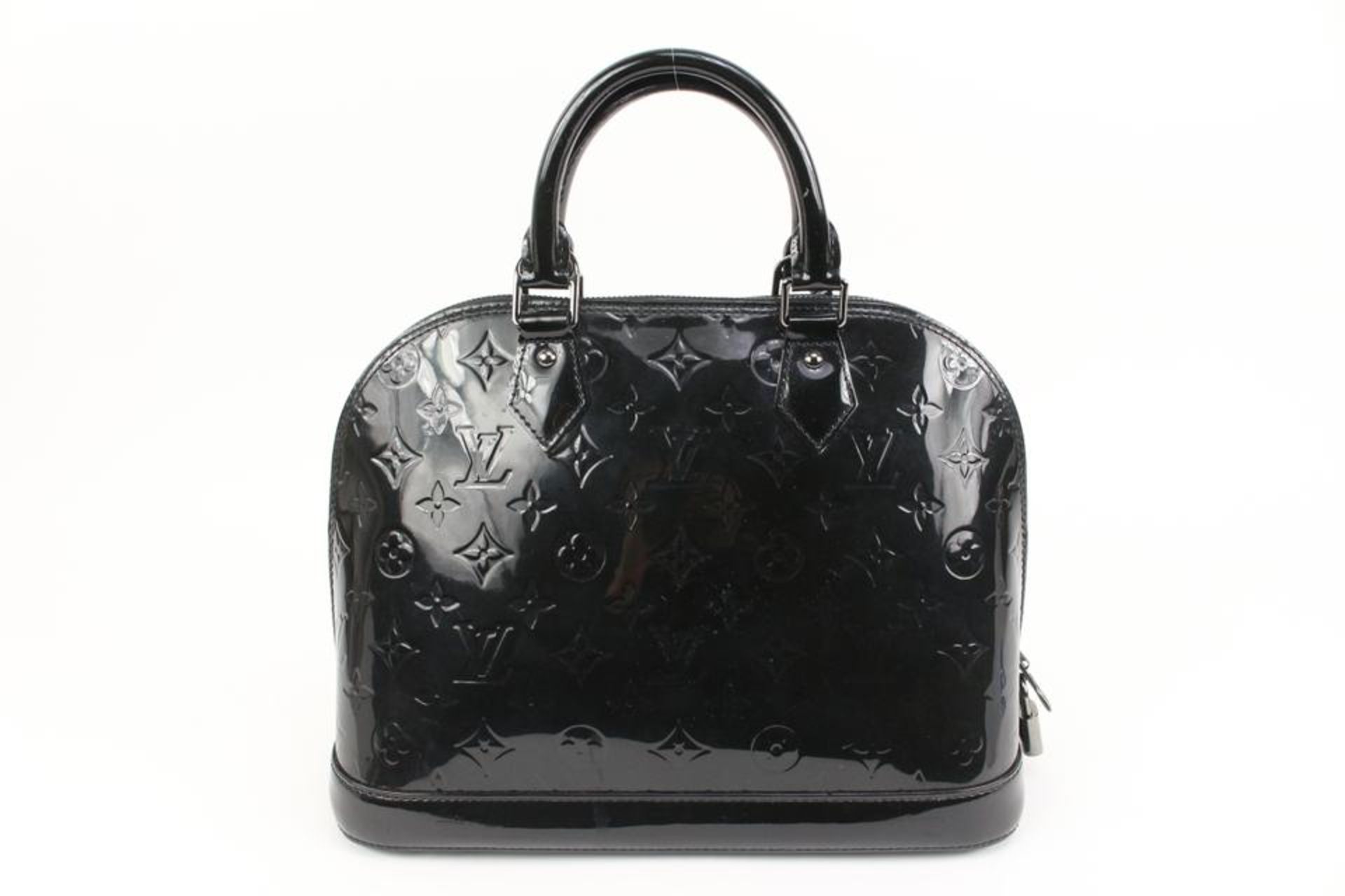 LOUIS VUITTON BLACK MAGNETIQUE ALMA PM DOME SATCHEL BAG - Image 7 of 12