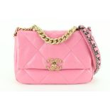CHANEL RARE BUBBLEGUM PINK QUILTED 19 FLAP